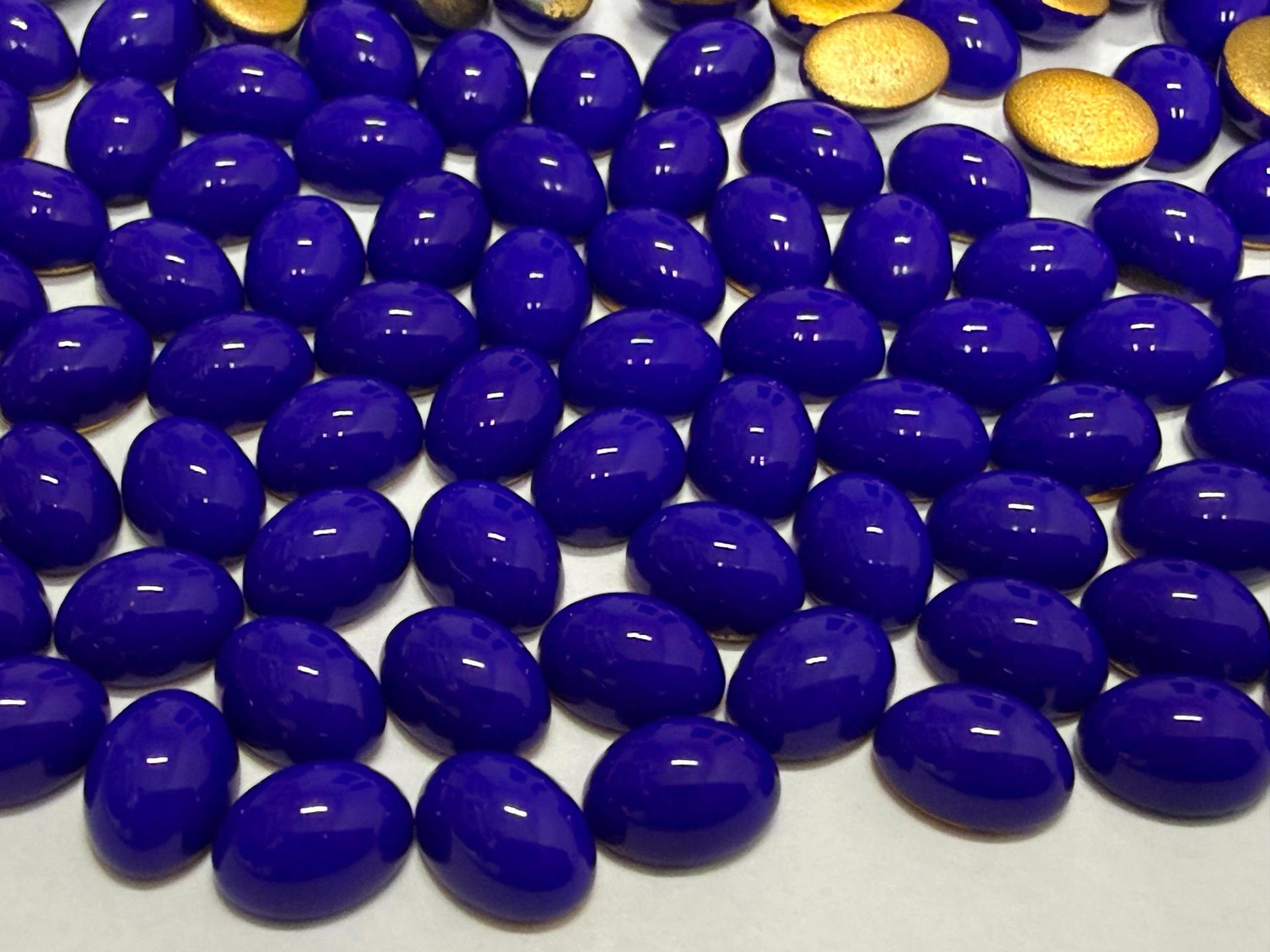 Swarovski 8x6 mm Vintage 2190 Navy Blue Foiled Flat Back Oval Cabochon Cabs