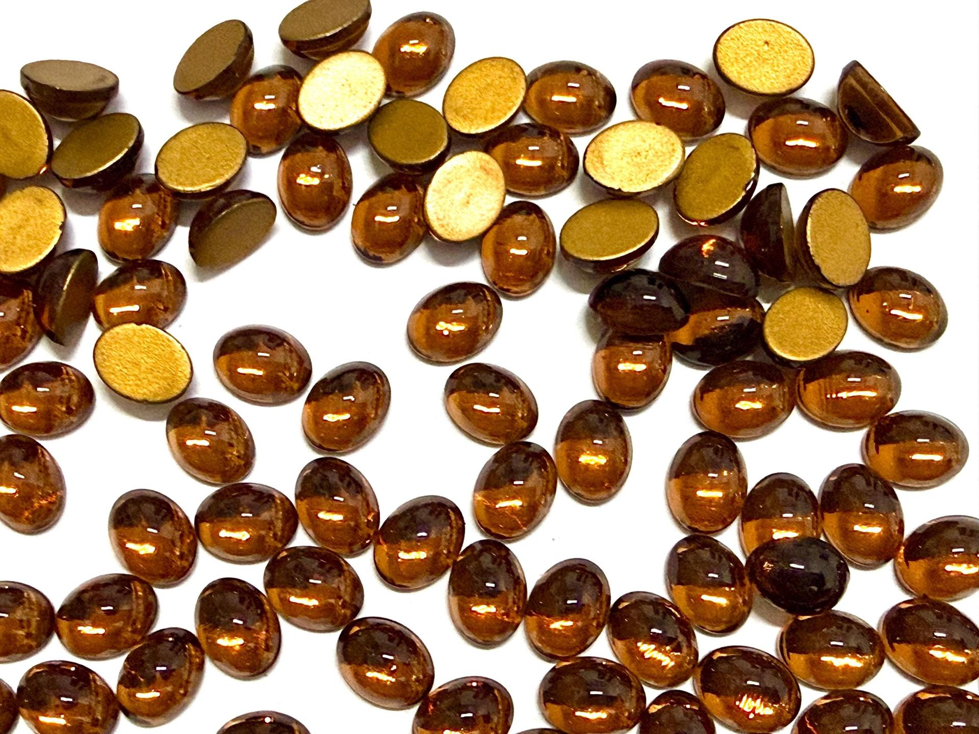 Swarovski 8x6 mm Vintage 2190 Smoked Topaz Foiled Flat Back Oval Cabochon Cabs