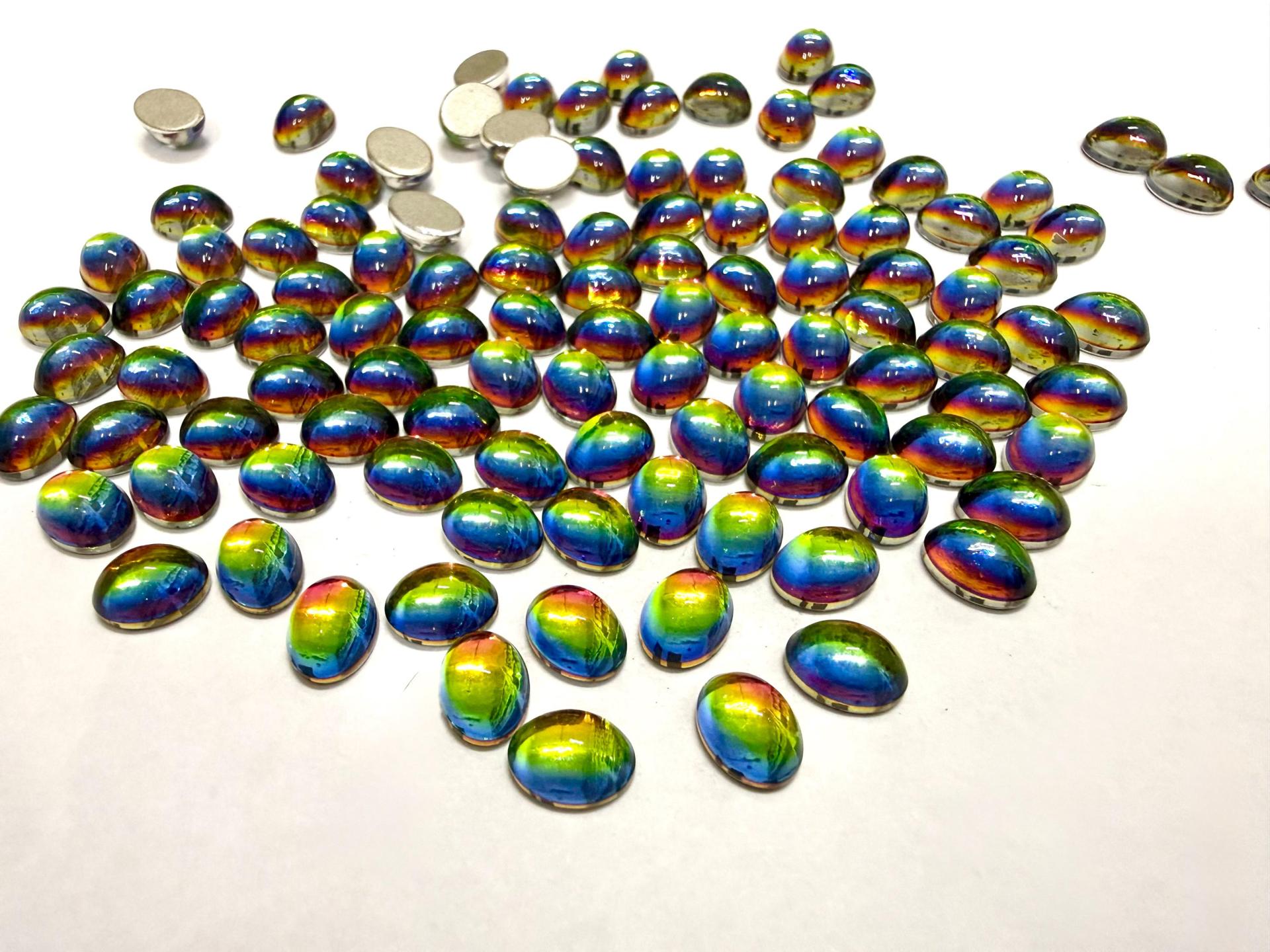 Swarovski 8x6 mm Vintage 2190 Crystal Vitrail Medium Foiled Flat Back Oval Cabochon Cabs