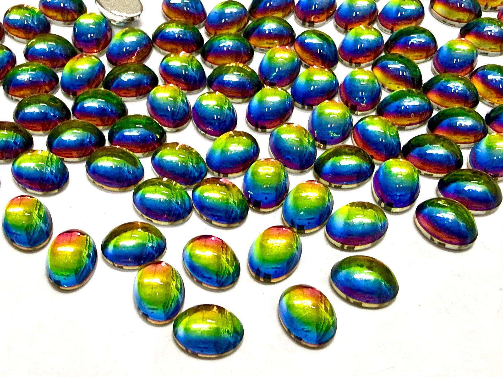 Swarovski 8x6 mm Vintage 2190 Crystal Vitrail Medium Foiled Flat Back Oval Cabochon Cabs