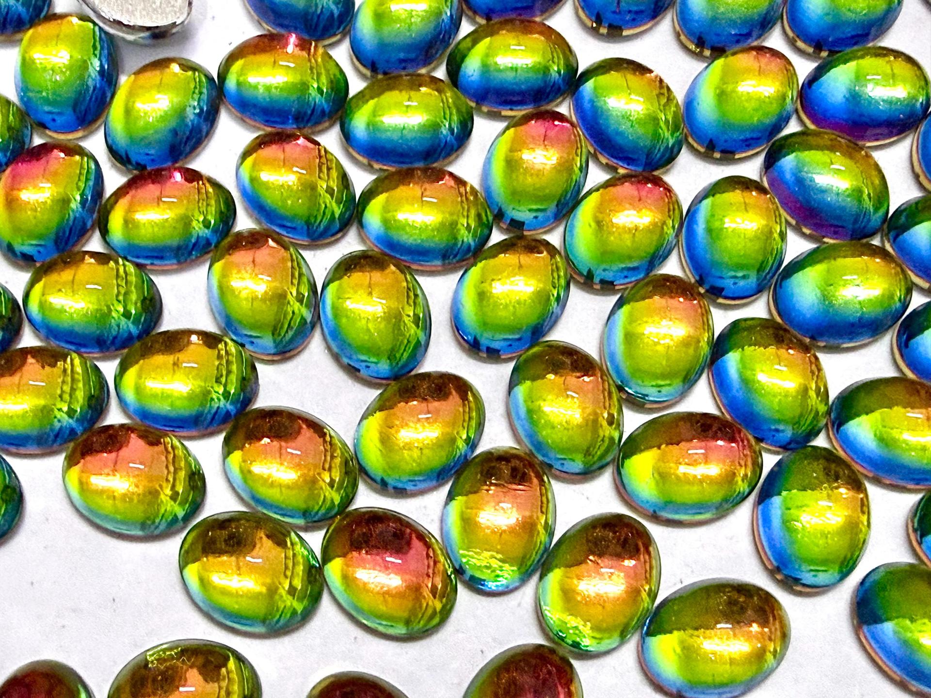 Swarovski 8x6 mm Vintage 2190 Crystal Vitrail Medium Foiled Flat Back Oval Cabochon Cabs