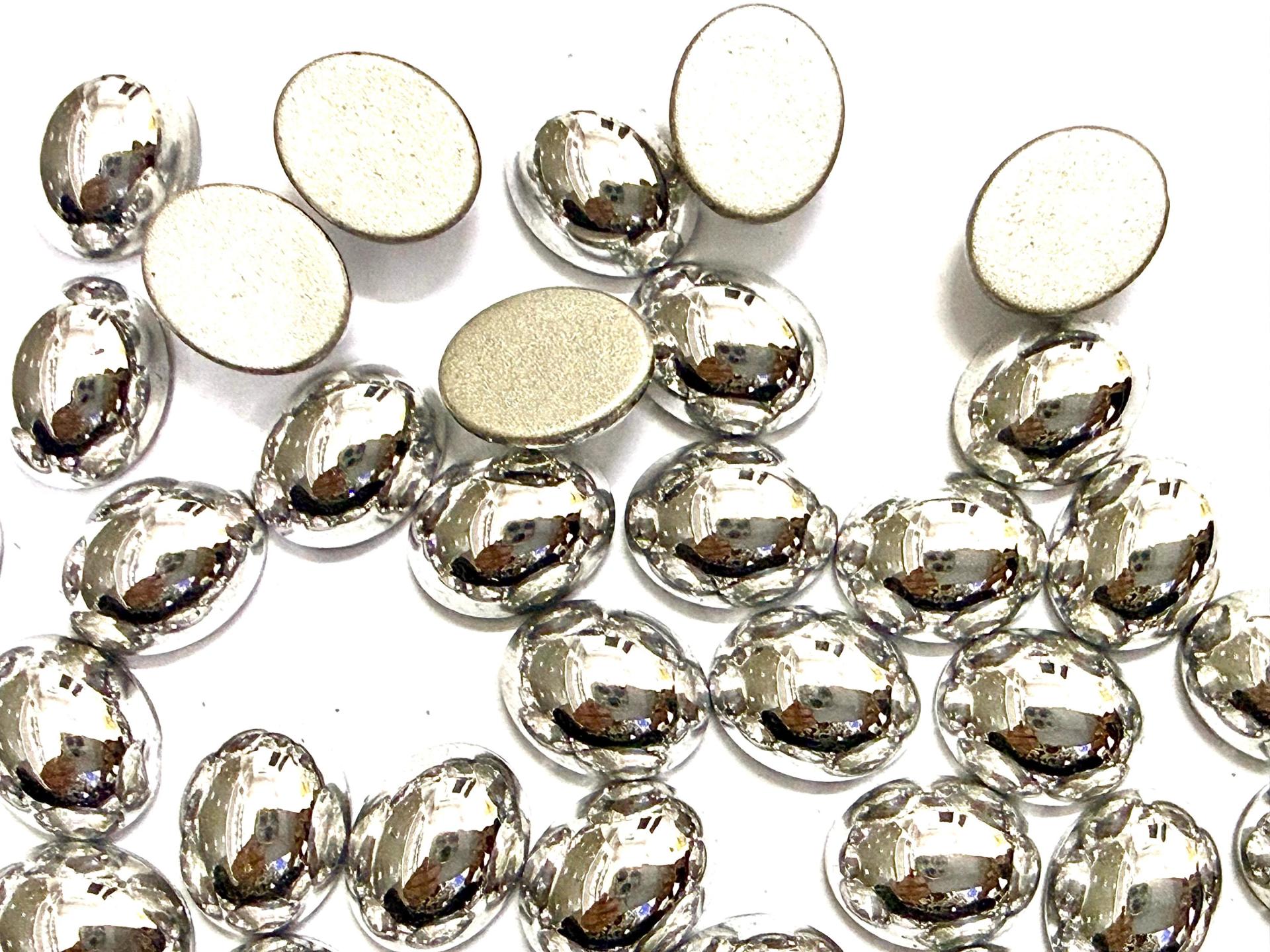 Swarovski 8x6 mm Vintage 2190 Comet Argent Foiled Flat Back Oval Cabochon Cabs