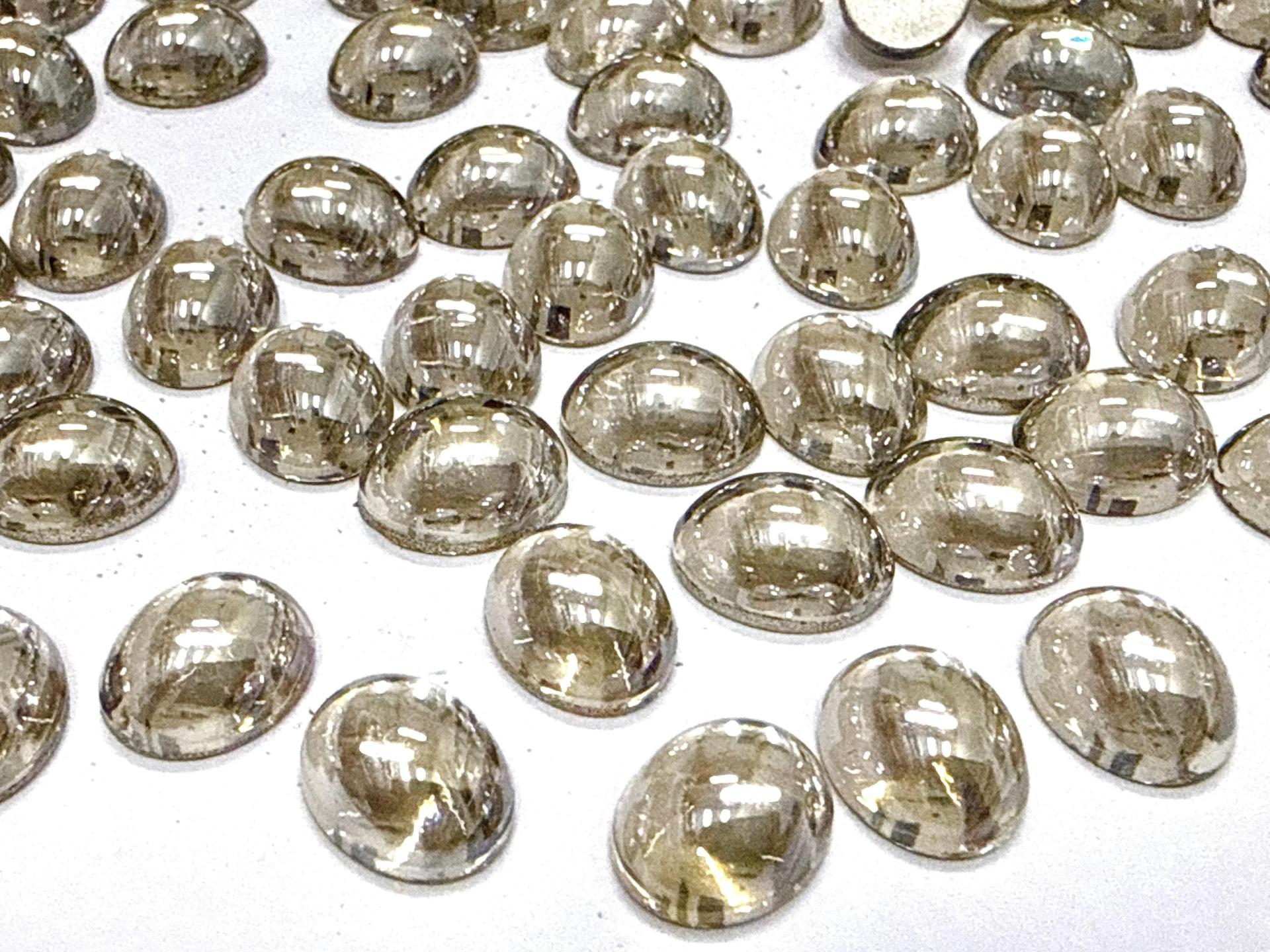 Swarovski 8x6 mm Vintage 2190 Crystal Silver Shade Foiled Flat Back Oval Cabochon Cabs
