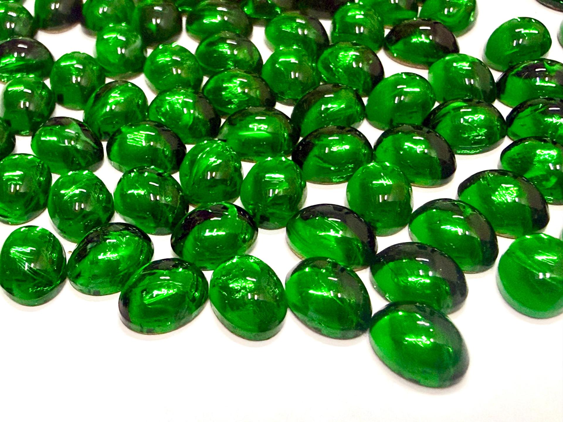 Swarovski 8x6 mm Vintage 2190 Emerald Foiled Flat Back Oval Cabochon Cabs