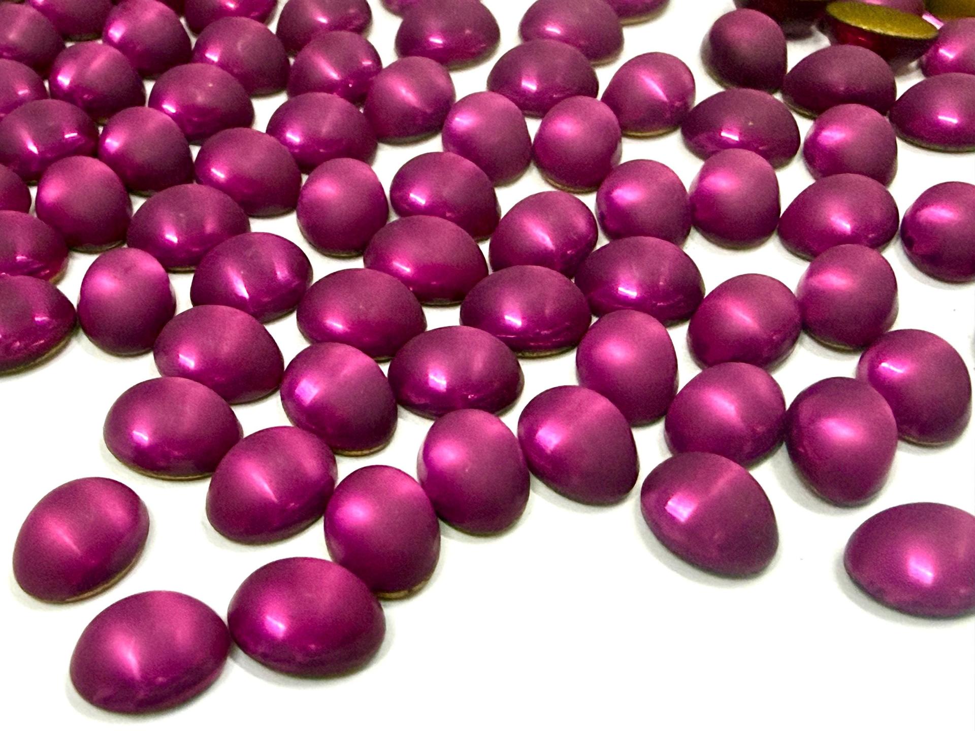 Swarovski 8x6 mm Vintage 2190 Matt Fuchsia Foiled Flat Back Oval Cabochon Cabs