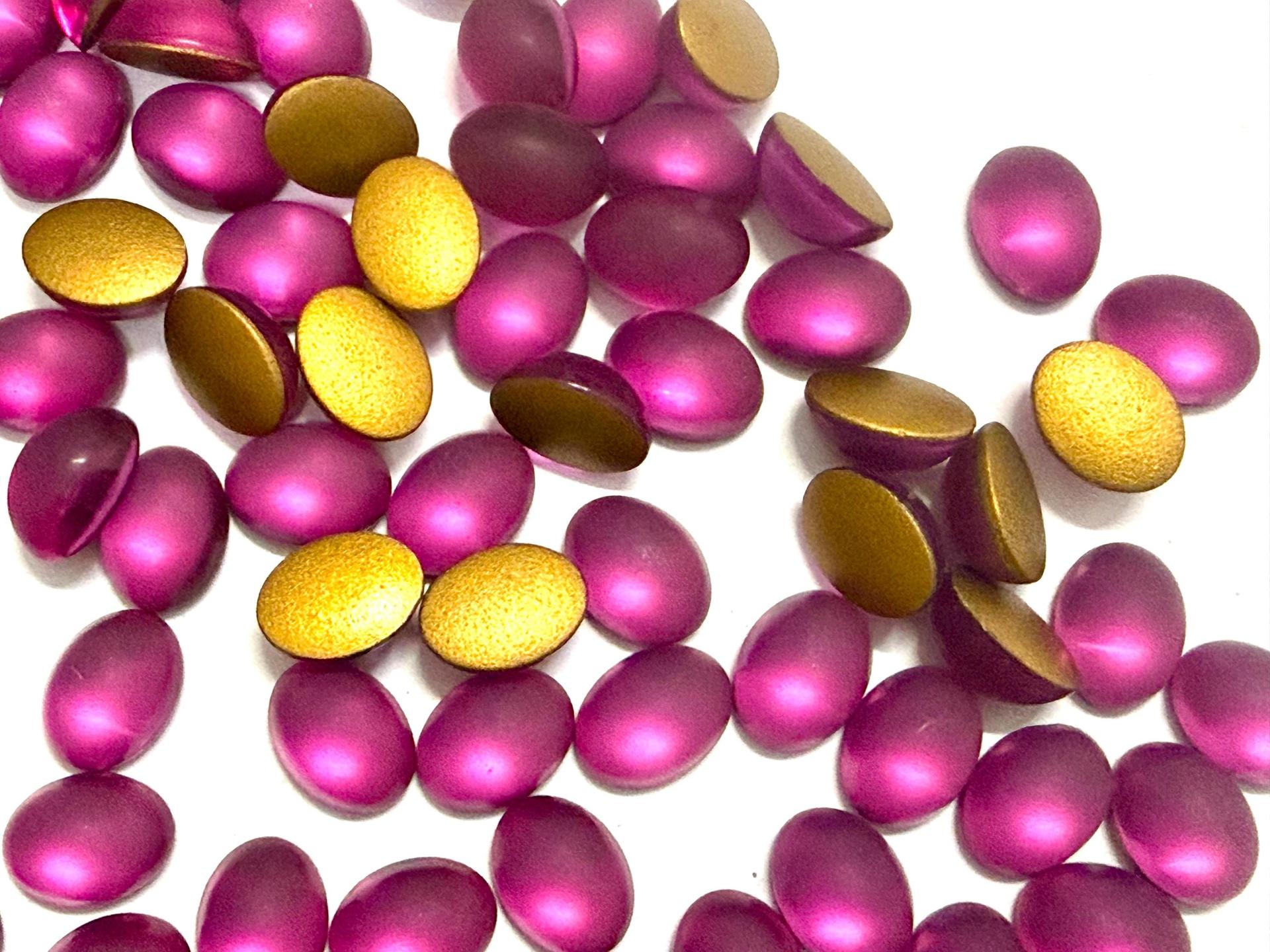 Swarovski 8x6 mm Vintage 2190 Matt Fuchsia Foiled Flat Back Oval Cabochon Cabs