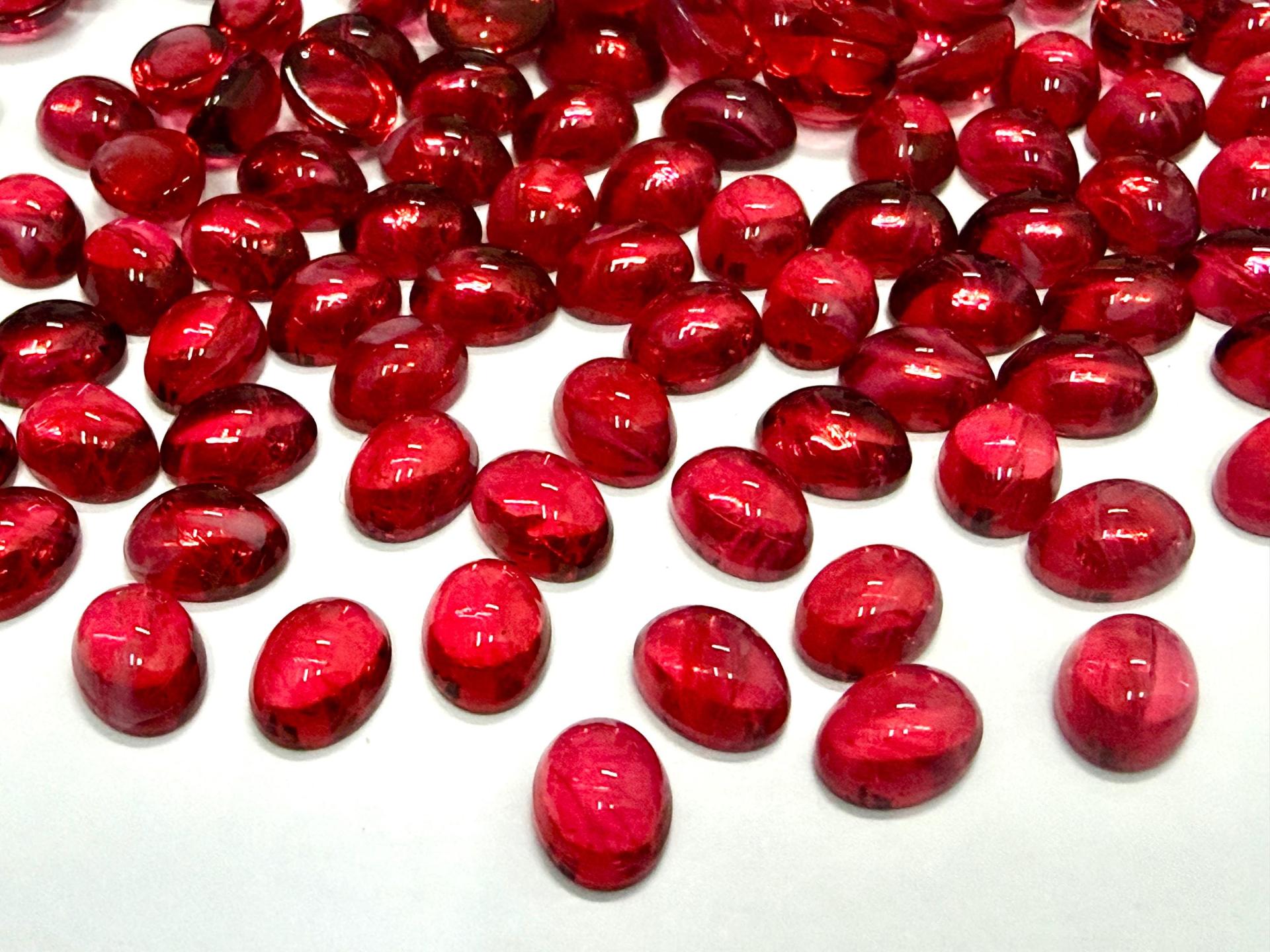 Swarovski 8x6 mm Vintage 2190 Ruby Quartz Unfoiled Flat Back Oval Cabochon Cabs