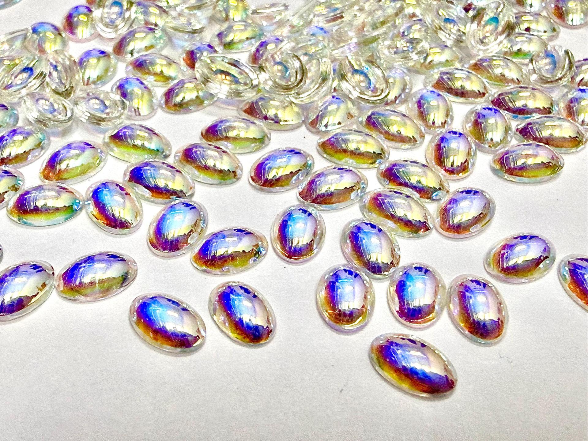 Swarovski 8x6 mm Vintage 2190 Crystal Aurore Boreale Unfoiled Flat Back Oval Cabochon Cabs