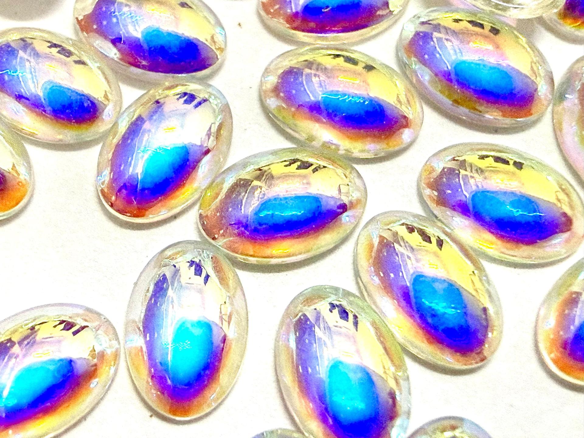 Swarovski 8x6 mm Vintage 2190 Crystal Aurore Boreale Unfoiled Flat Back Oval Cabochon Cabs