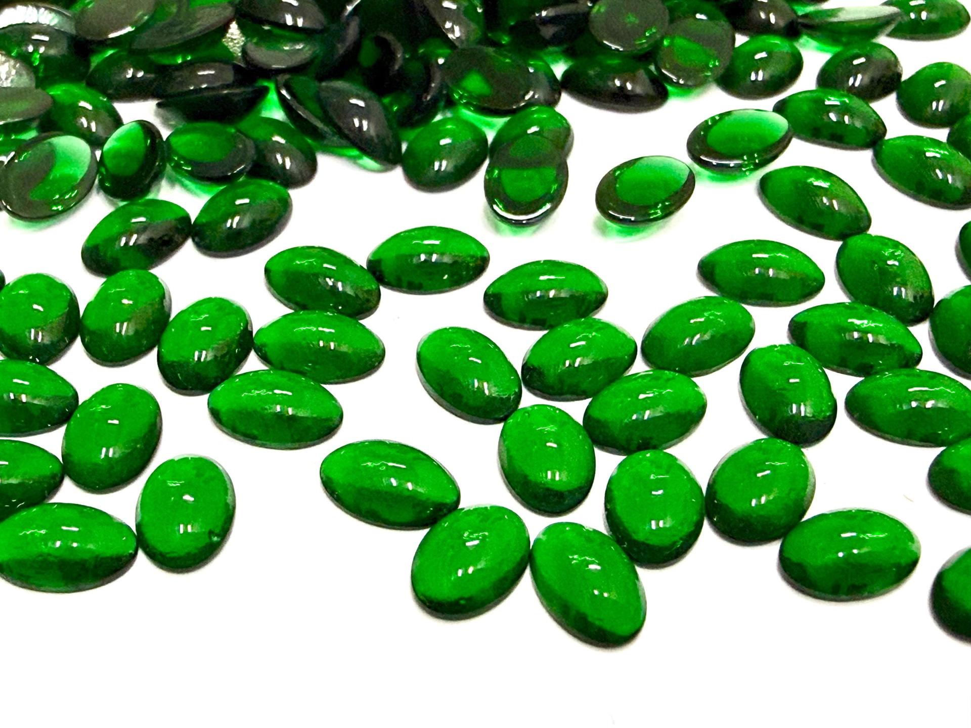 Swarovski Oval Cabochons Medium Emerald Unfoiled 6x4mm, 2190/4 Flat Back Glass Stones