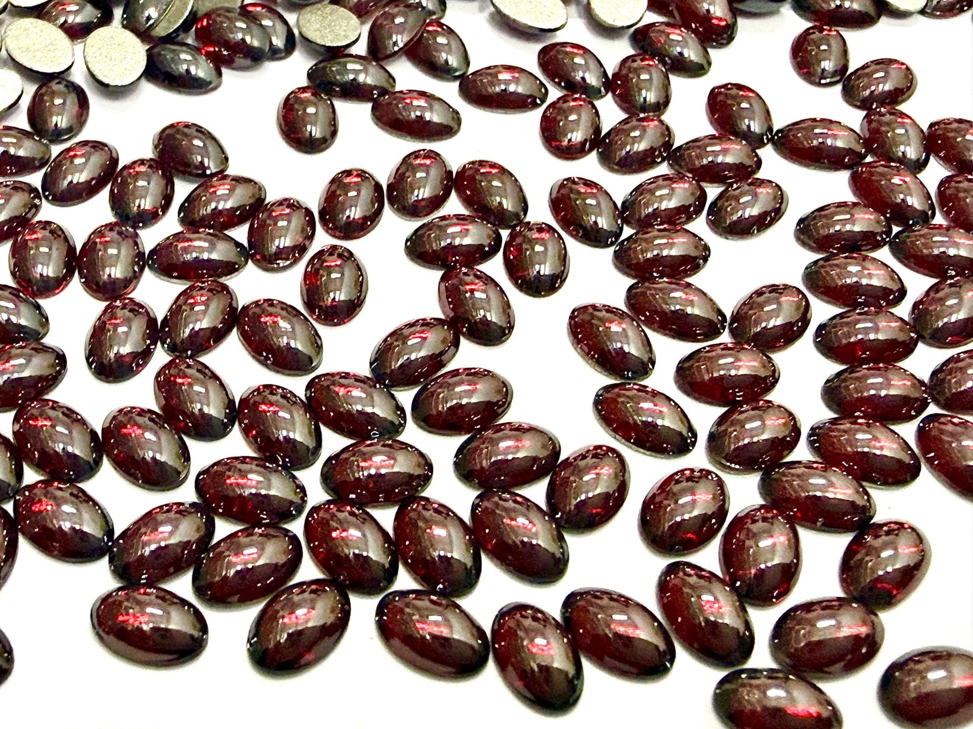 Swarovski Oval Cabochons Siam Satin Foiled 6x4mm, 2190/4 Flat Back Glass Stones