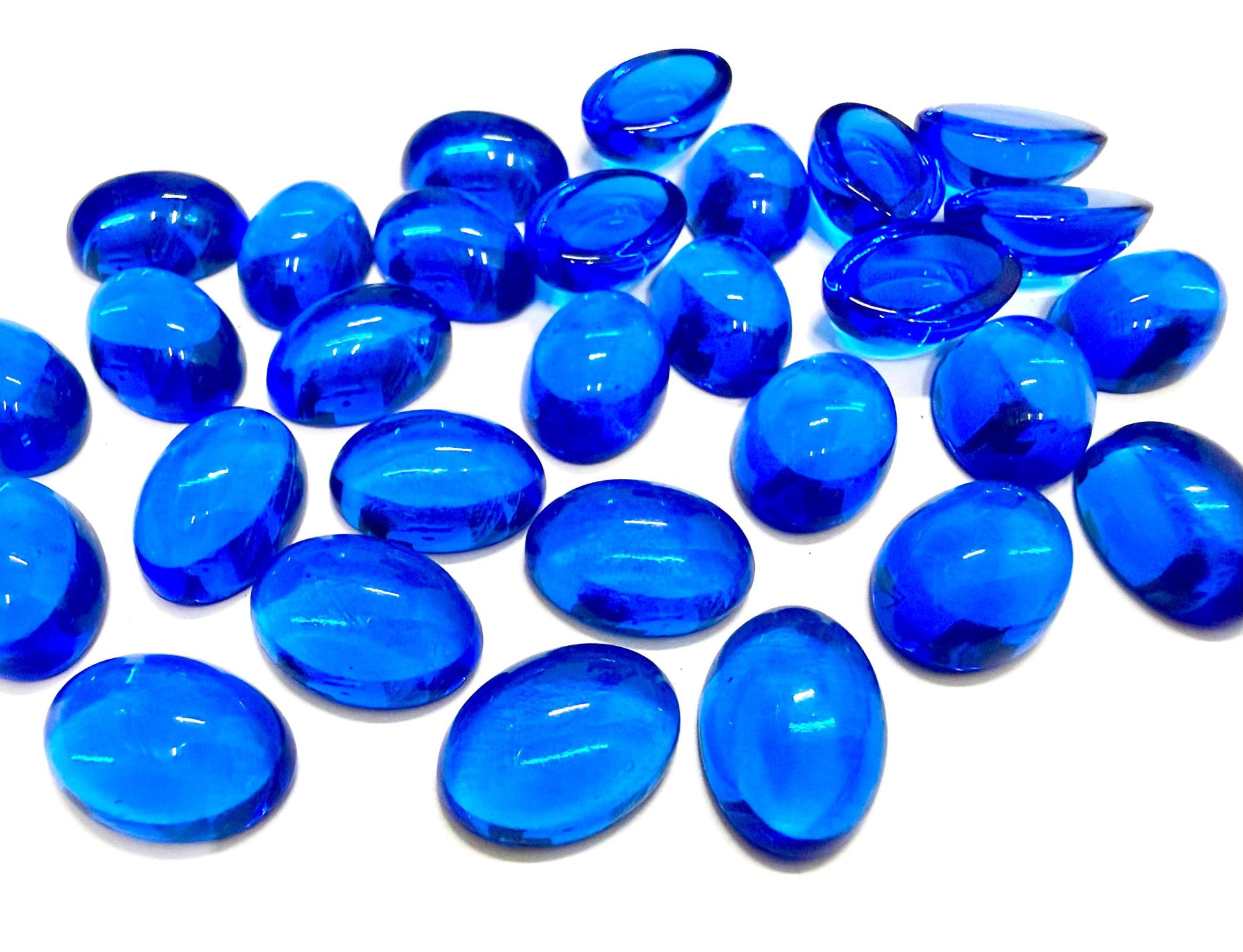 Swarovski 14x10 mm Vintage 2190 Capri Blue Unfoiled Flat Back Oval Cabochon Cabs