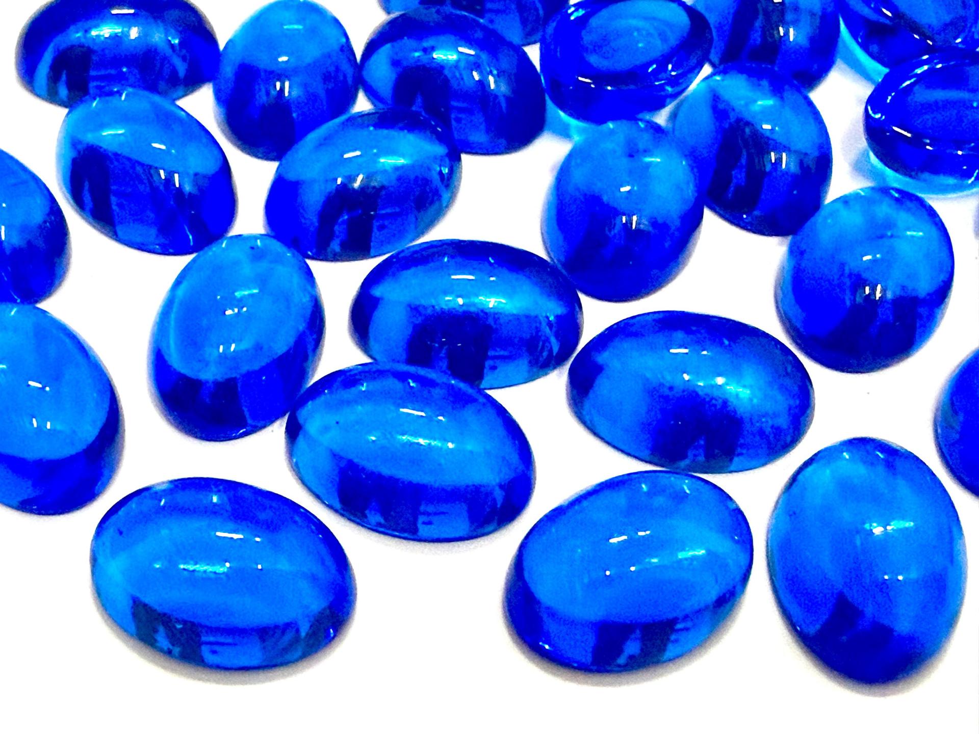 Swarovski 14x10 mm Vintage 2190 Capri Blue Unfoiled Flat Back Oval Cabochon Cabs