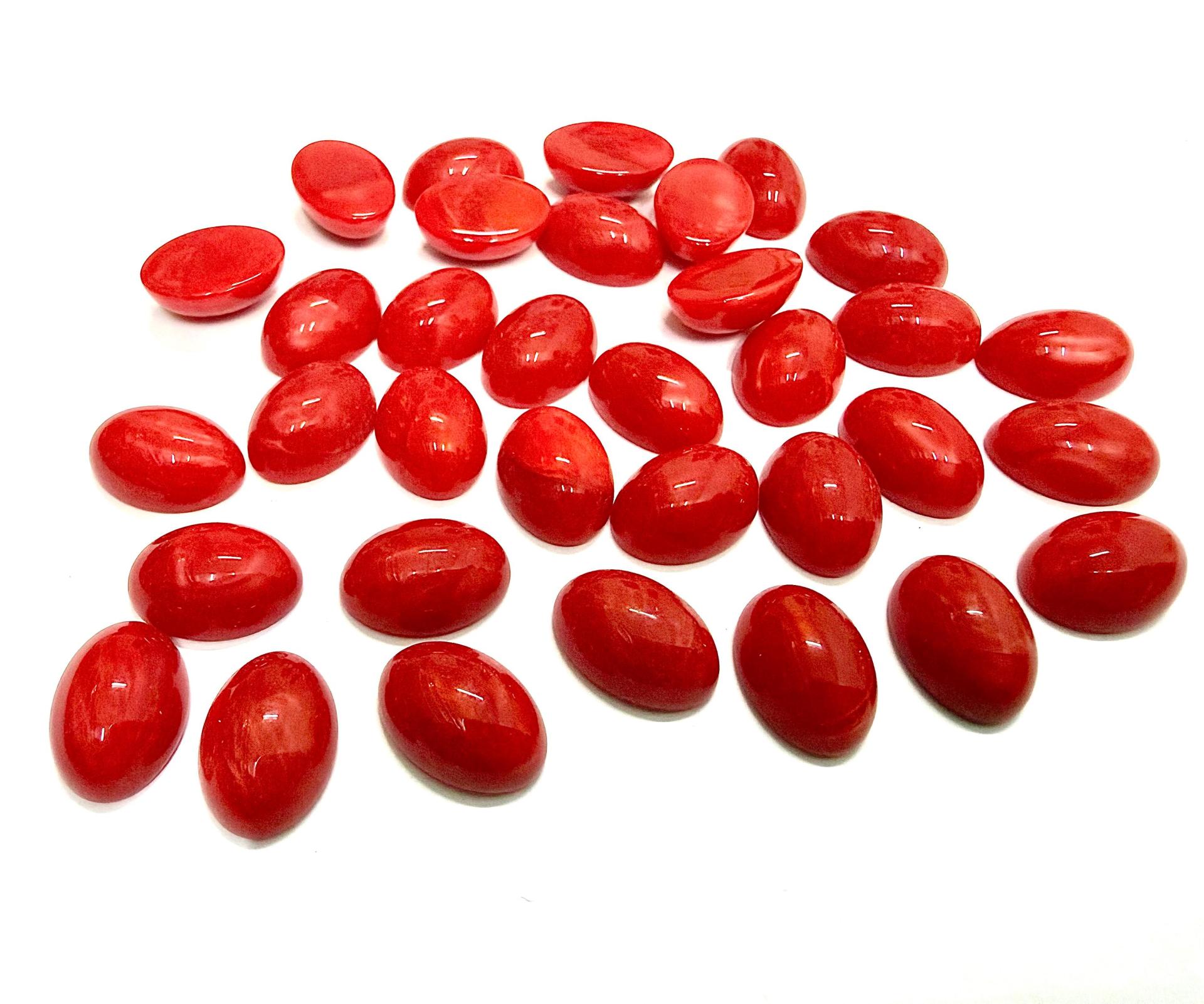 Swarovski 14x10 mm Vintage 2190 Atlas Coral Unfoiled Flat Back Oval Cabochon Cabs