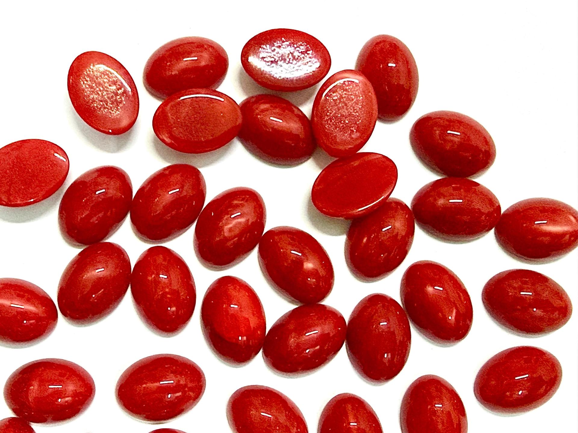 Swarovski 14x10 mm Vintage 2190 Atlas Coral Unfoiled Flat Back Oval Cabochon Cabs