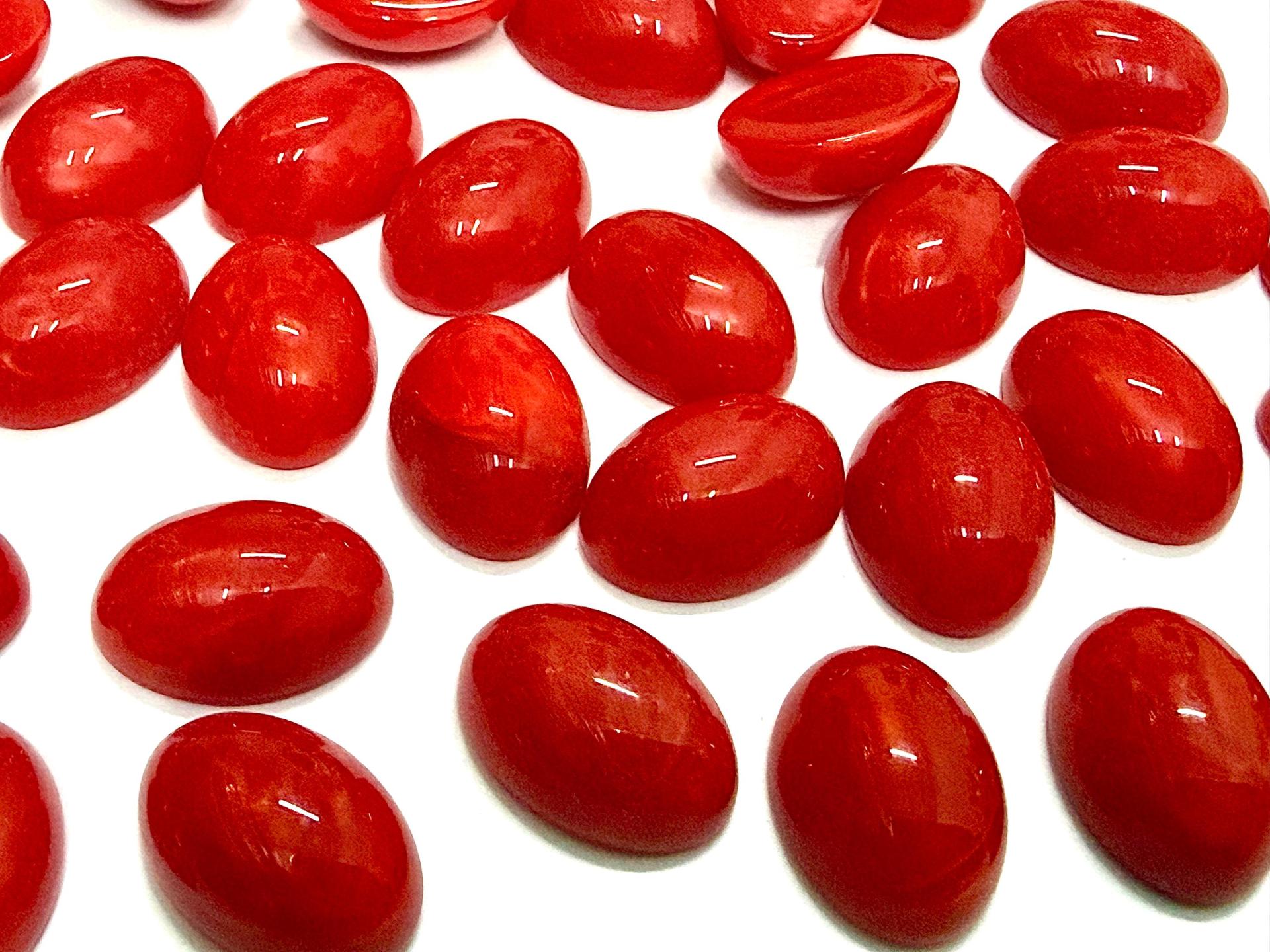 Swarovski 14x10 mm Vintage 2190 Atlas Coral Unfoiled Flat Back Oval Cabochon Cabs
