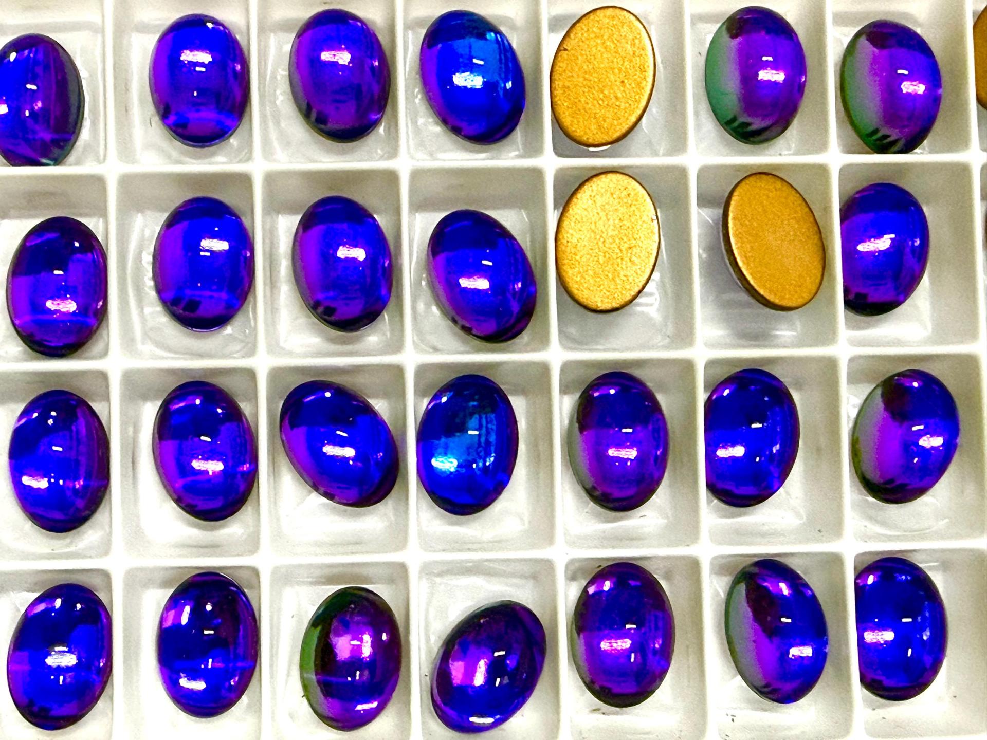 Swarovski 14x10 mm Vintage 2190 Crystal Heliotrope Foiled Flat Back Oval Cabochon Cabs