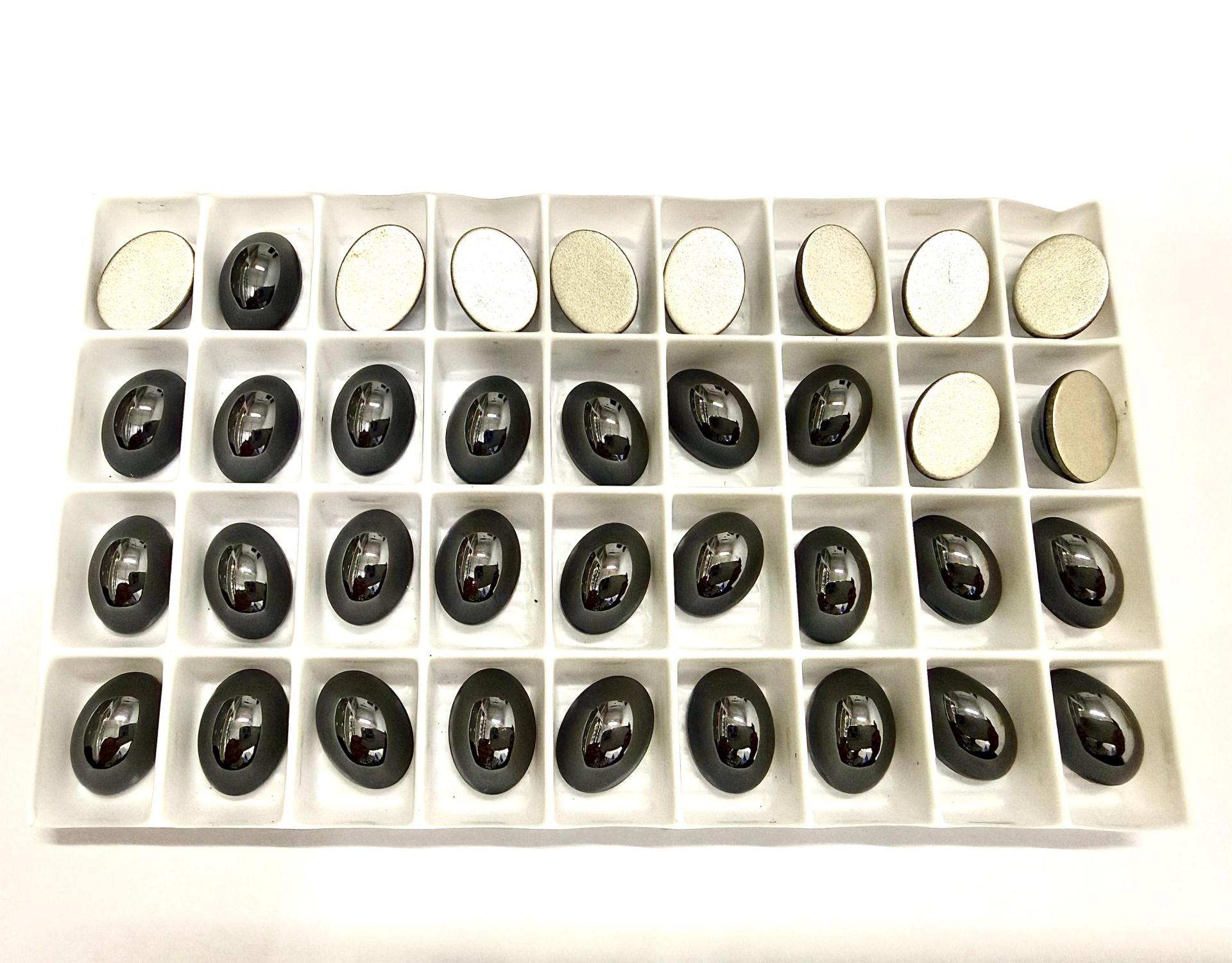 Swarovski 14x10 mm Vintage 2190 Jet Hematite Foiled Flat Back Oval Cabochon Cabs