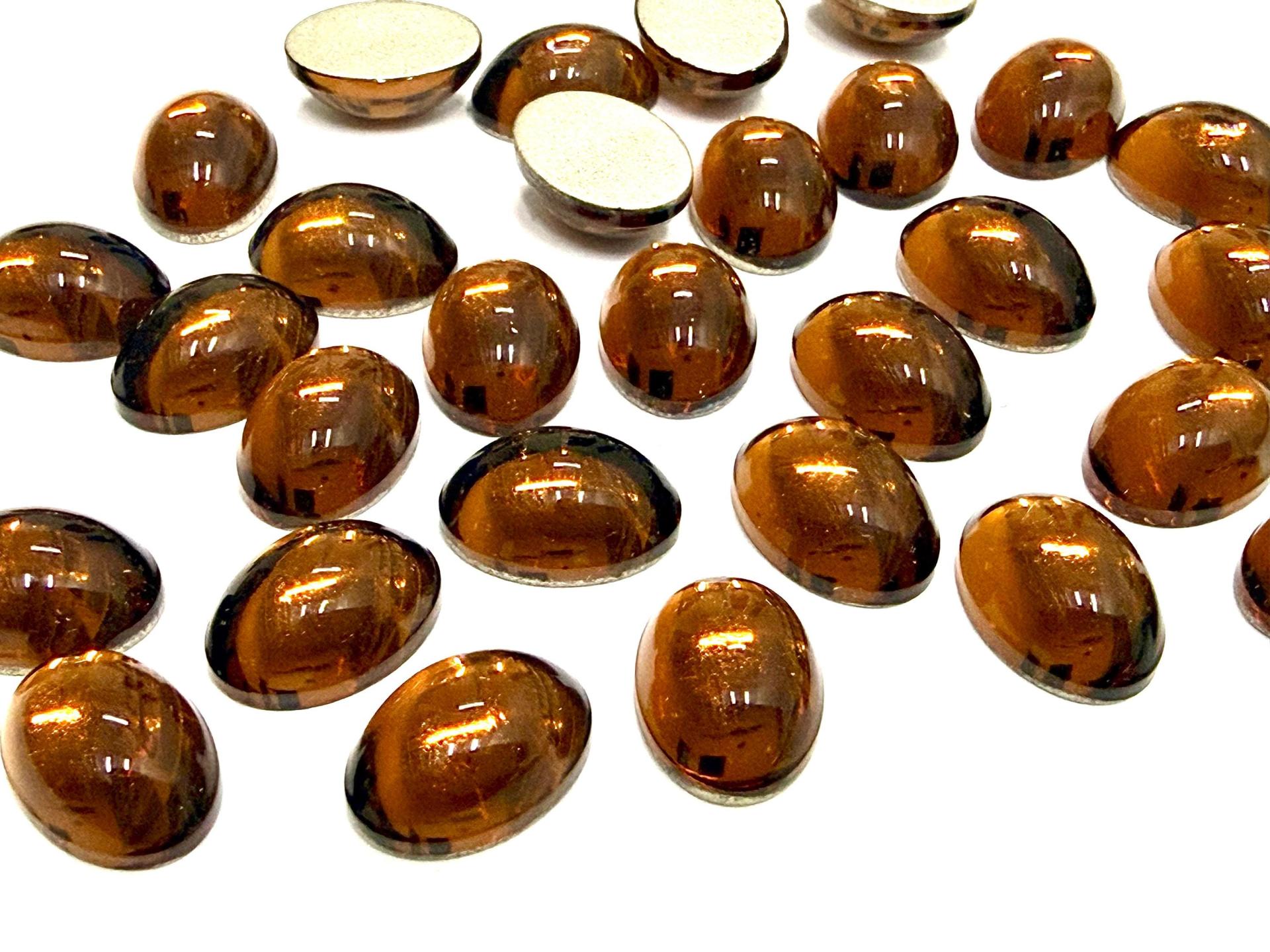 Swarovski 14x10 mm Vintage 2190 Smoked Topaz Foiled Flat Back Oval Cabochon Cabs