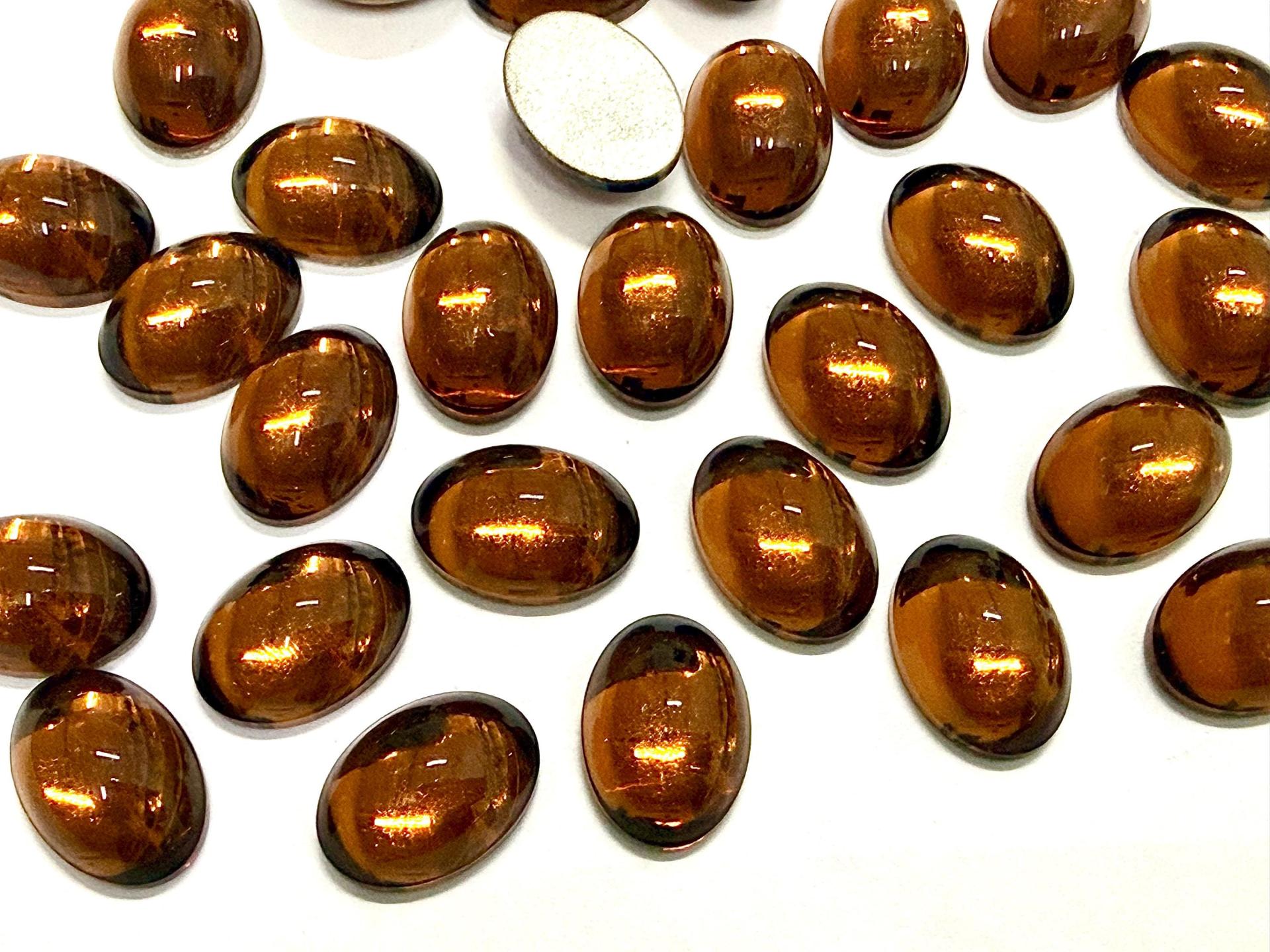 Swarovski 14x10 mm Vintage 2190 Smoked Topaz Foiled Flat Back Oval Cabochon Cabs