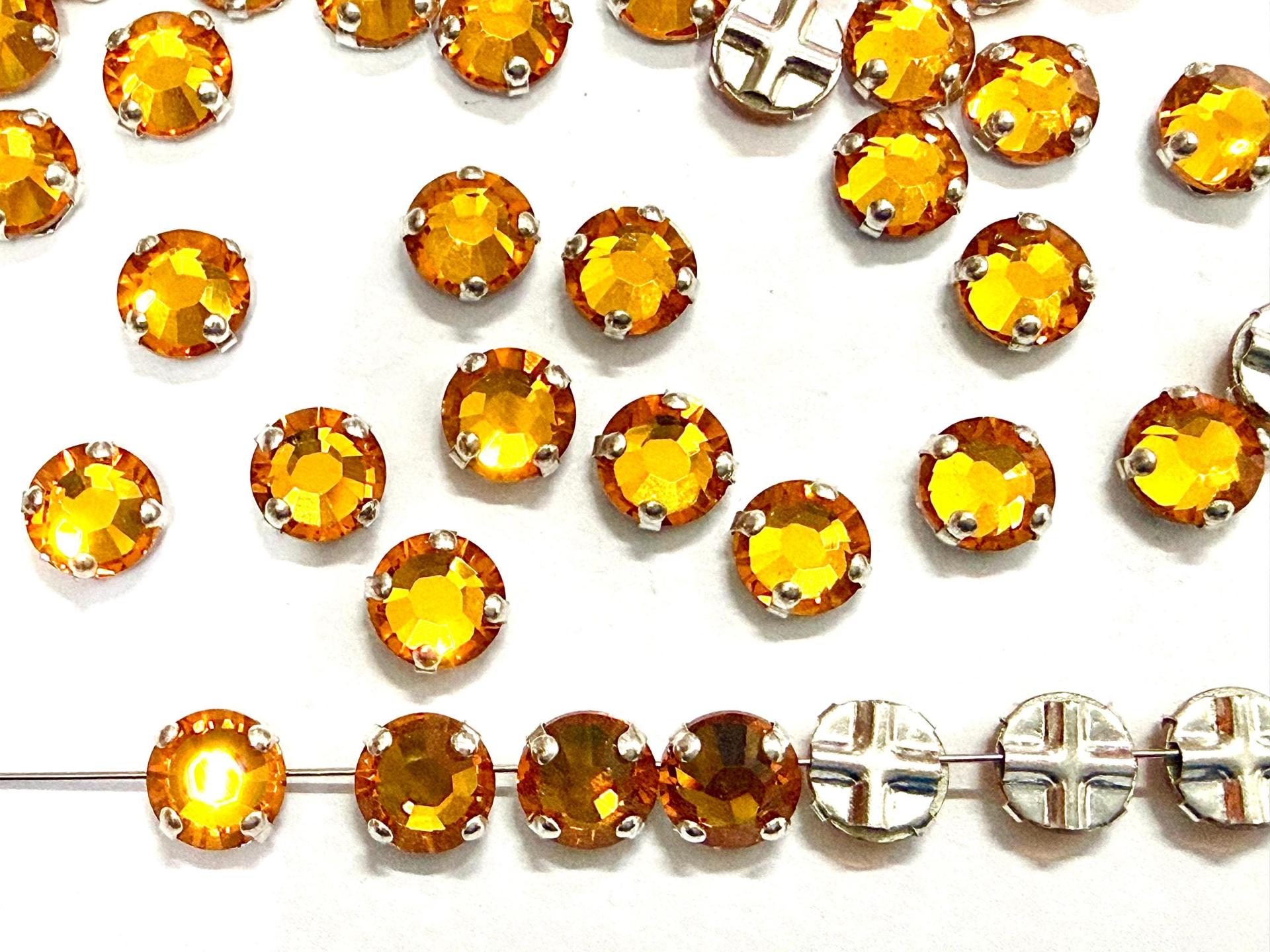 Vintage Swarovski Crystal Topaz Montees, 40ss Silver Plated Settings
