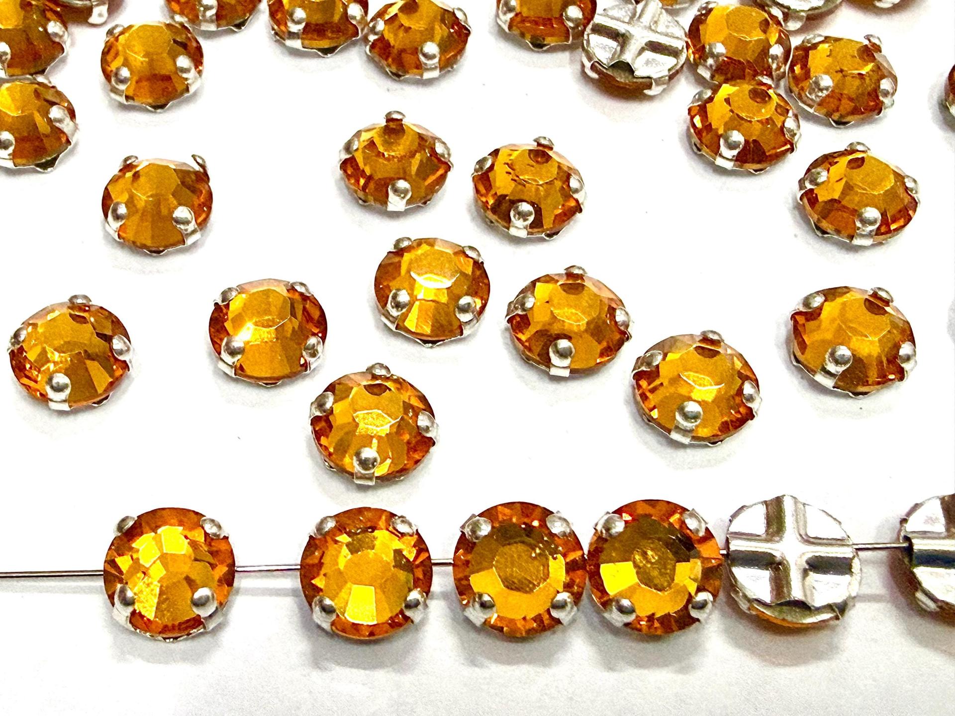 Vintage Swarovski Crystal Topaz Montees, 40ss Silver Plated Settings