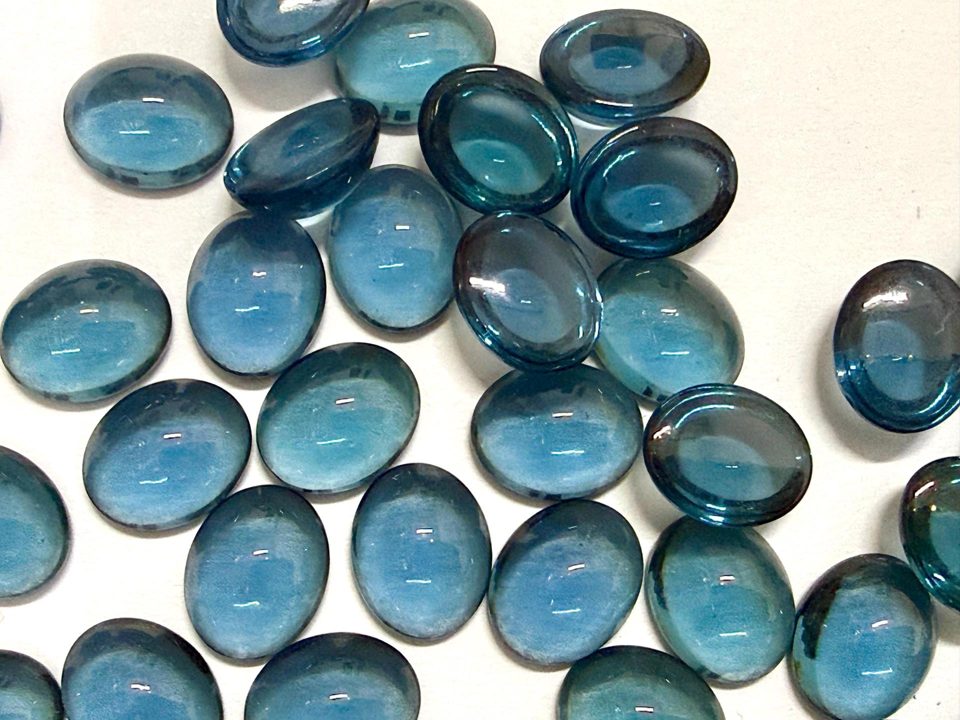 Swarovski 10x8 mm Vintage 2190 Montana Unfoiled Flat Back Oval Cabochon Cabs