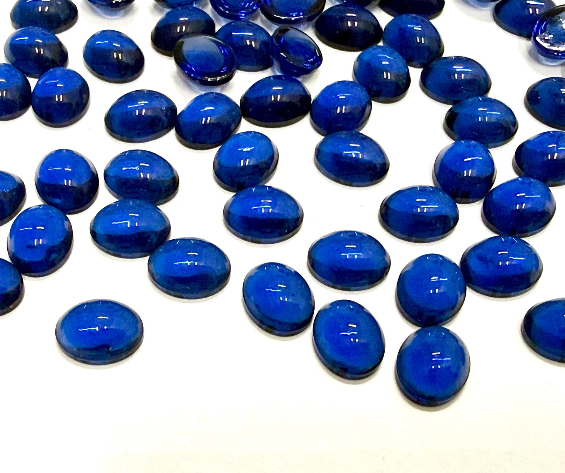 Swarovski 10x8 mm Vintage 2190 Dark Sapphire Unfoiled Flat Back Oval Cabochon Cabs
