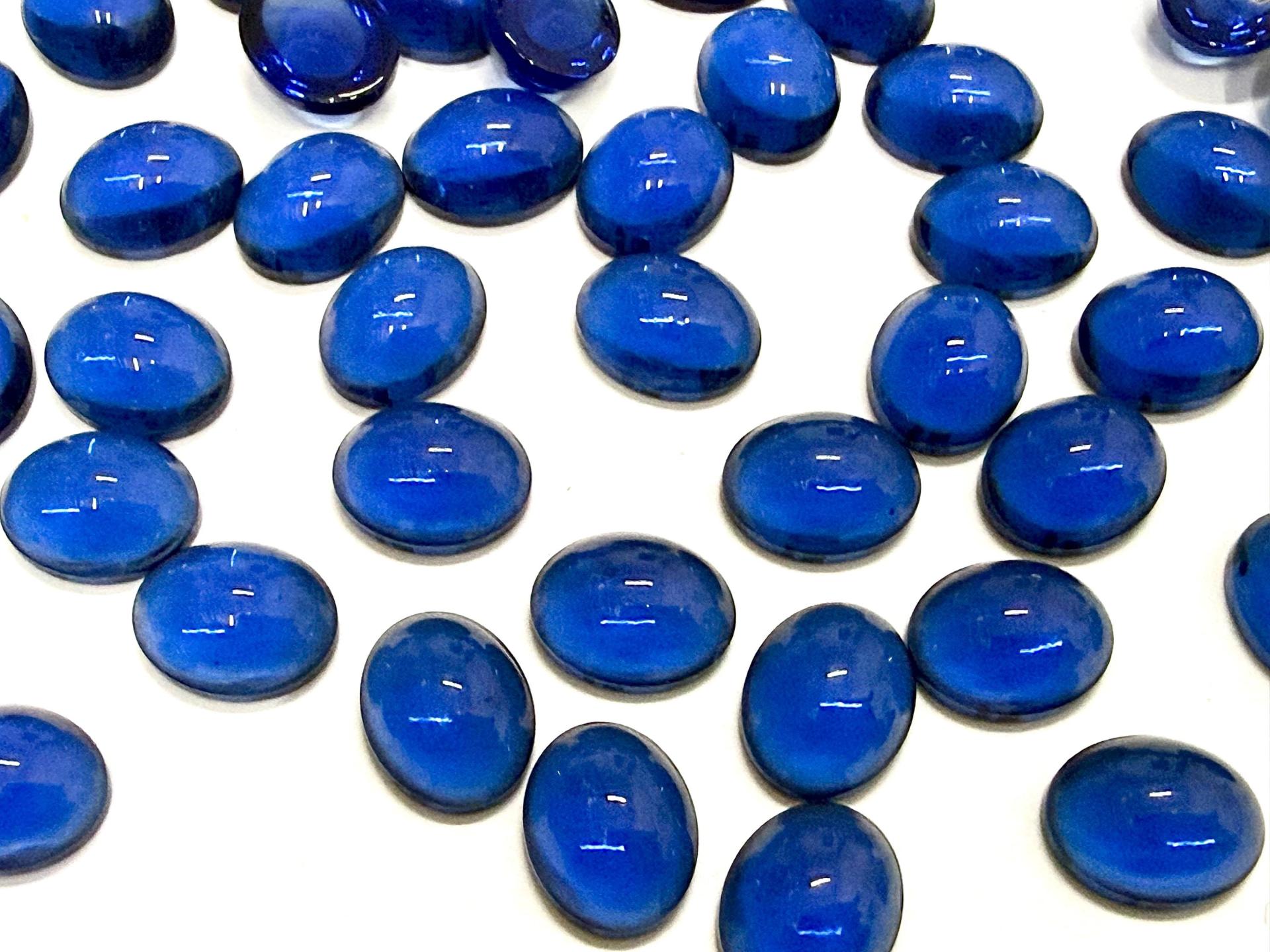 Swarovski 10x8 mm Vintage 2190 Dark Sapphire Unfoiled Flat Back Oval Cabochon Cabs