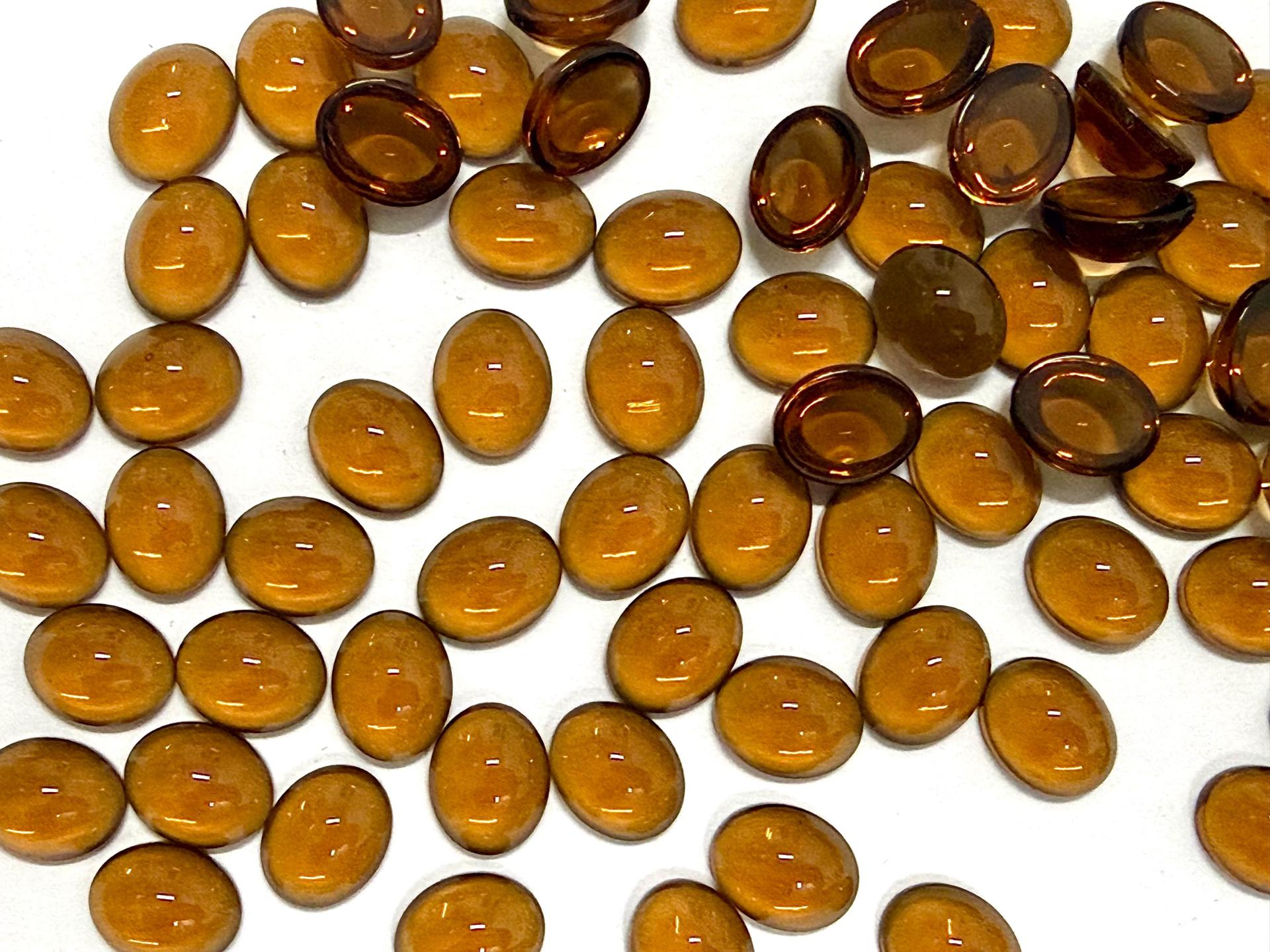 Swarovski 10x8 mm Vintage 2190 Smoked Topaz Unfoiled Flat Back Oval Cabochon Cabs