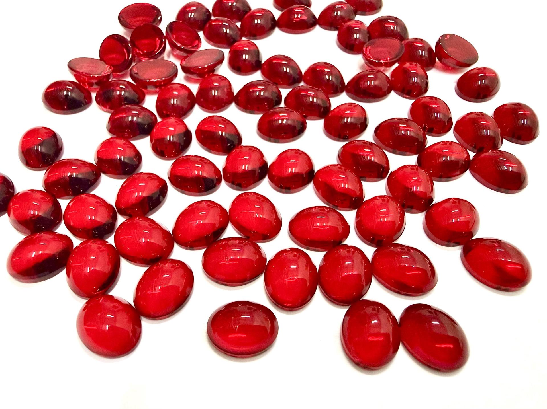 Swarovski 10x8 mm Vintage 2190 Siam Unfoiled Flat Back Oval Cabochon Cabs