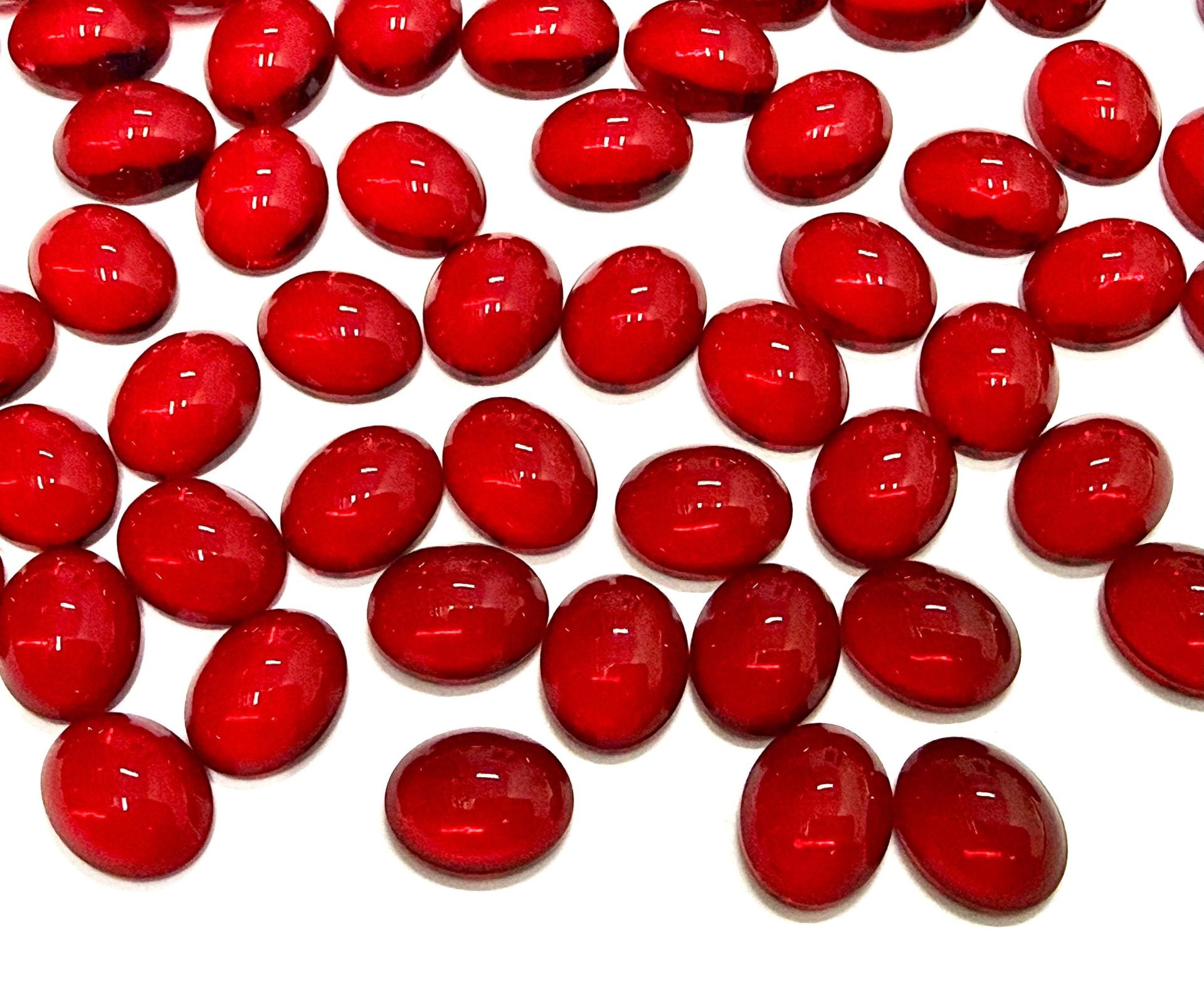 Swarovski 10x8 mm Vintage 2190 Siam Unfoiled Flat Back Oval Cabochon Cabs