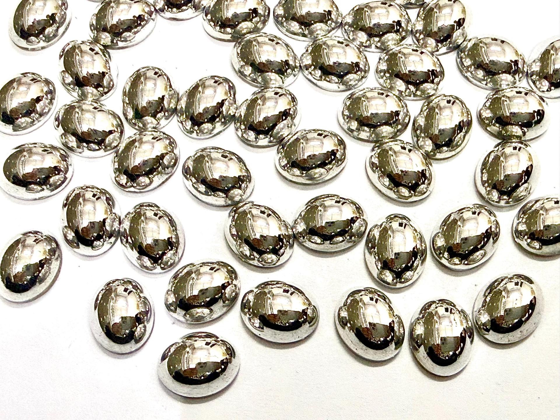 Swarovski 10x8 mm Vintage 2190 Crystal Comet Argent Light Foiled Flat Back Oval Cabochon Cabs