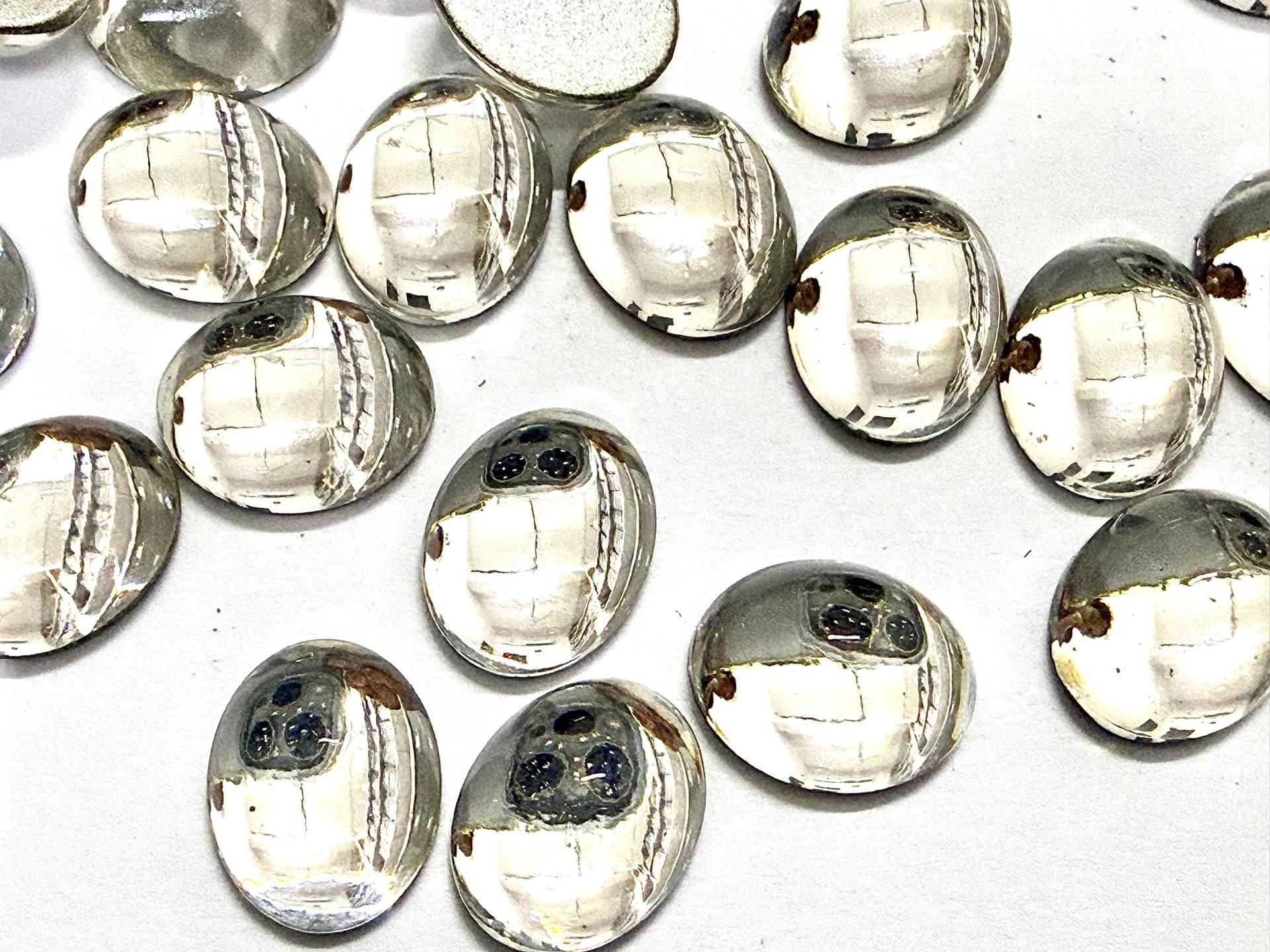 Swarovski 10x8 mm Vintage 2190 Crystal Foiled Flat Back Oval Cabochon Cabs