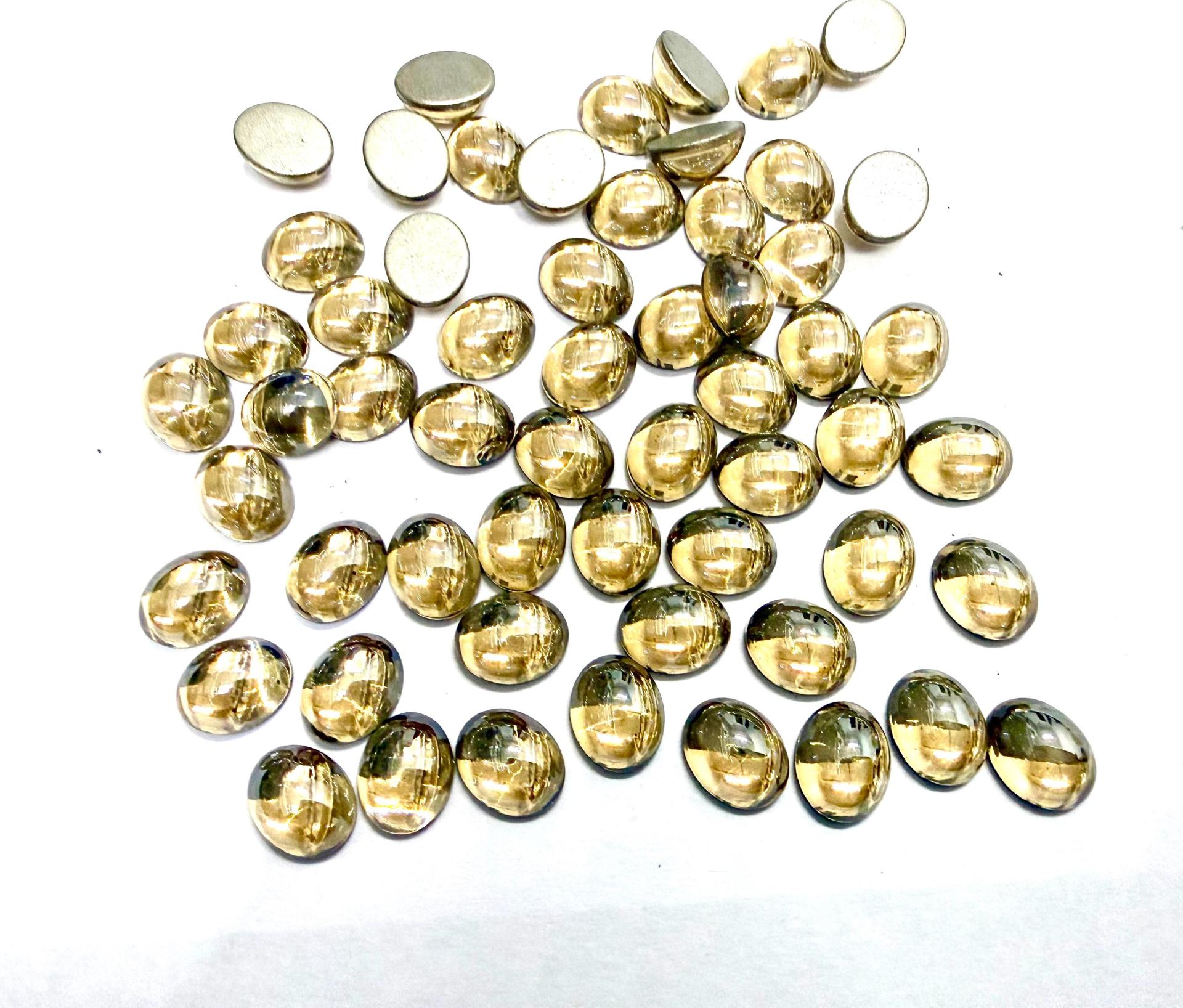Swarovski 10x8 mm Vintage 2190 Crystal Golden Shadow Foiled Flat Back Oval Cabochon Cabs