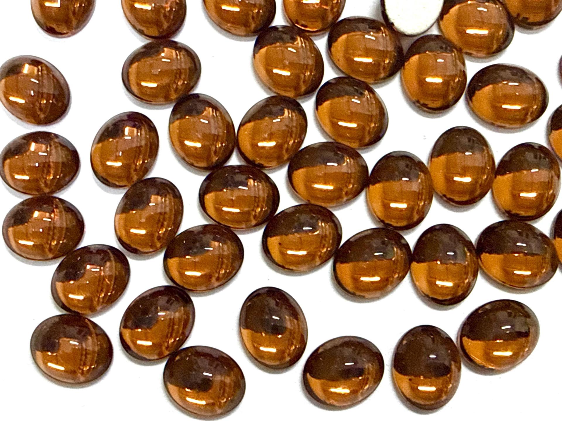 Swarovski 10x8 mm Vintage 2190 Smoked Topaz Foiled Flat Back Oval Cabochon Cabs