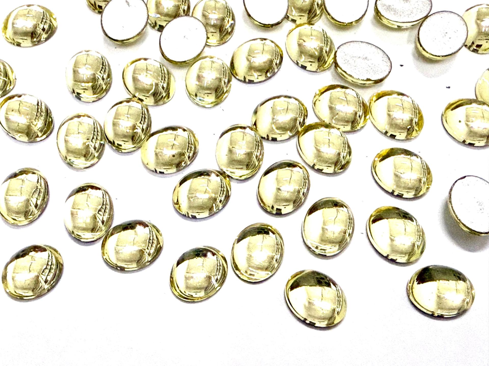 Swarovski 10x8 mm Vintage 2190 Jonquil Foiled Flat Back Oval Cabochon Cabs