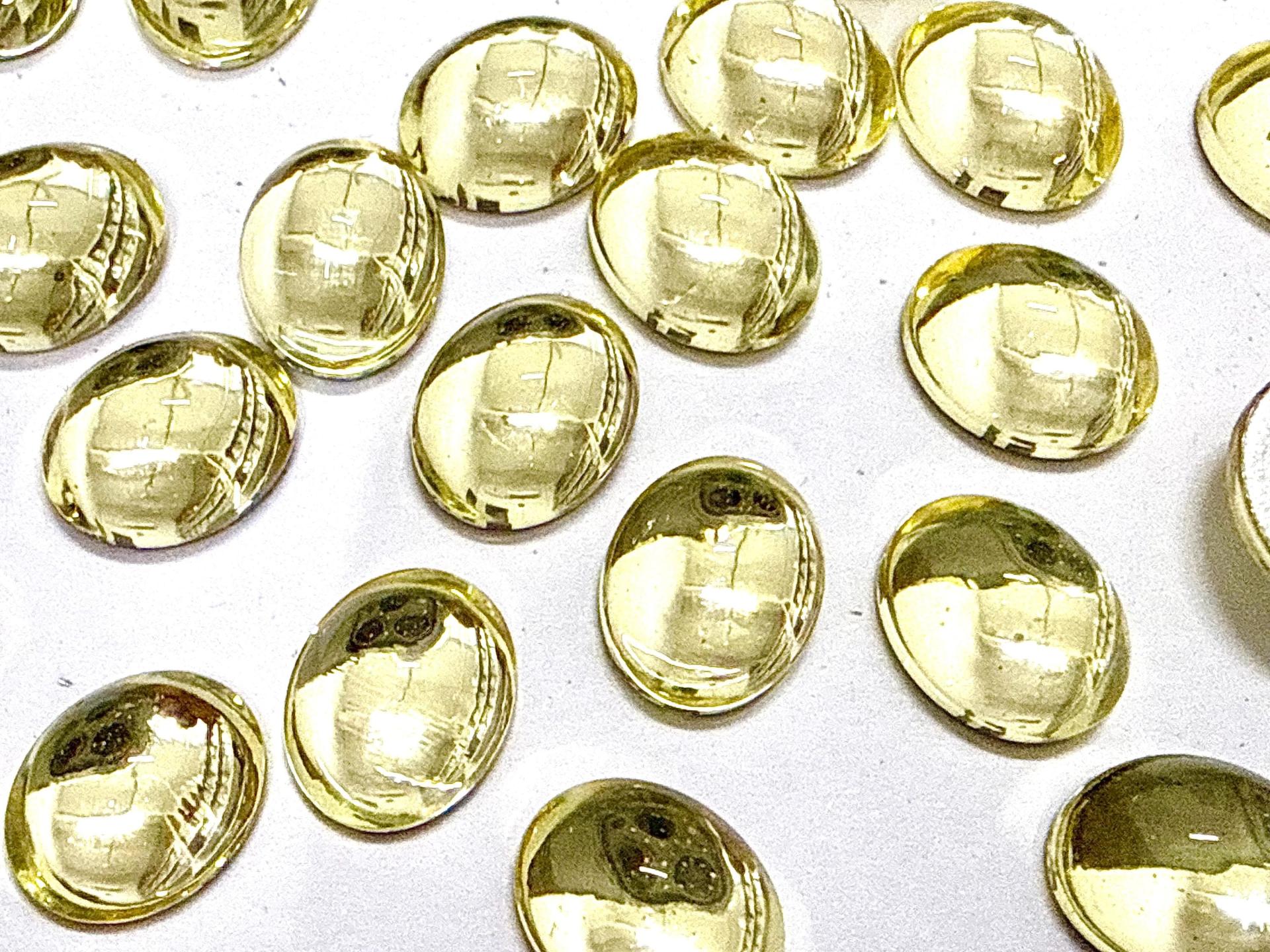 Swarovski 10x8 mm Vintage 2190 Jonquil Foiled Flat Back Oval Cabochon Cabs