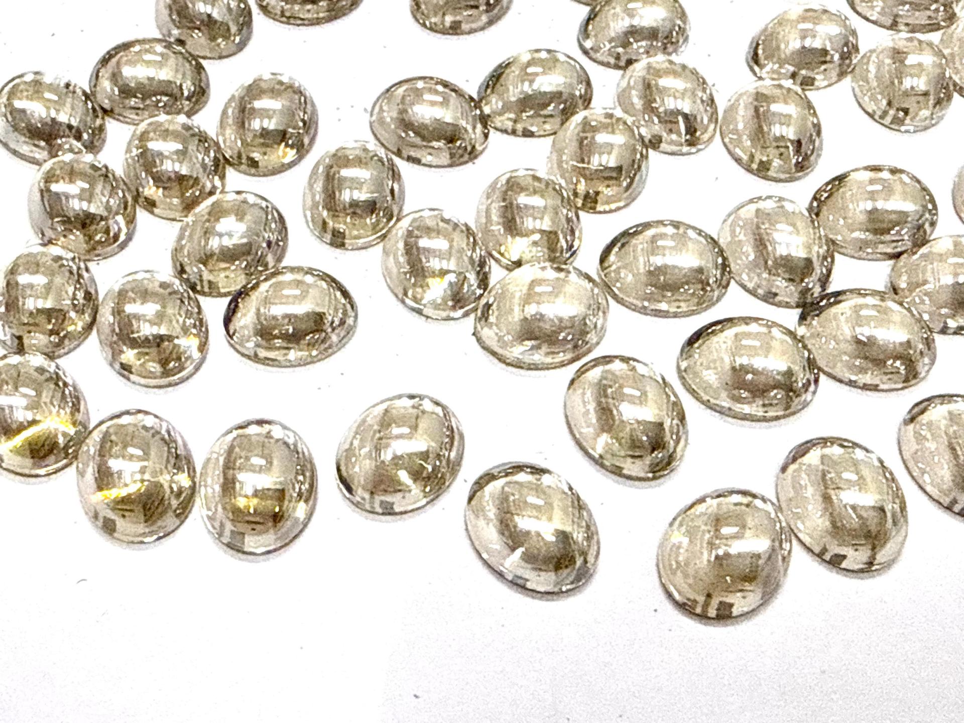 Swarovski 10x8 mm Vintage 2190 Crystal Silver Shade Foiled Flat Back Oval Cabochon Cabs