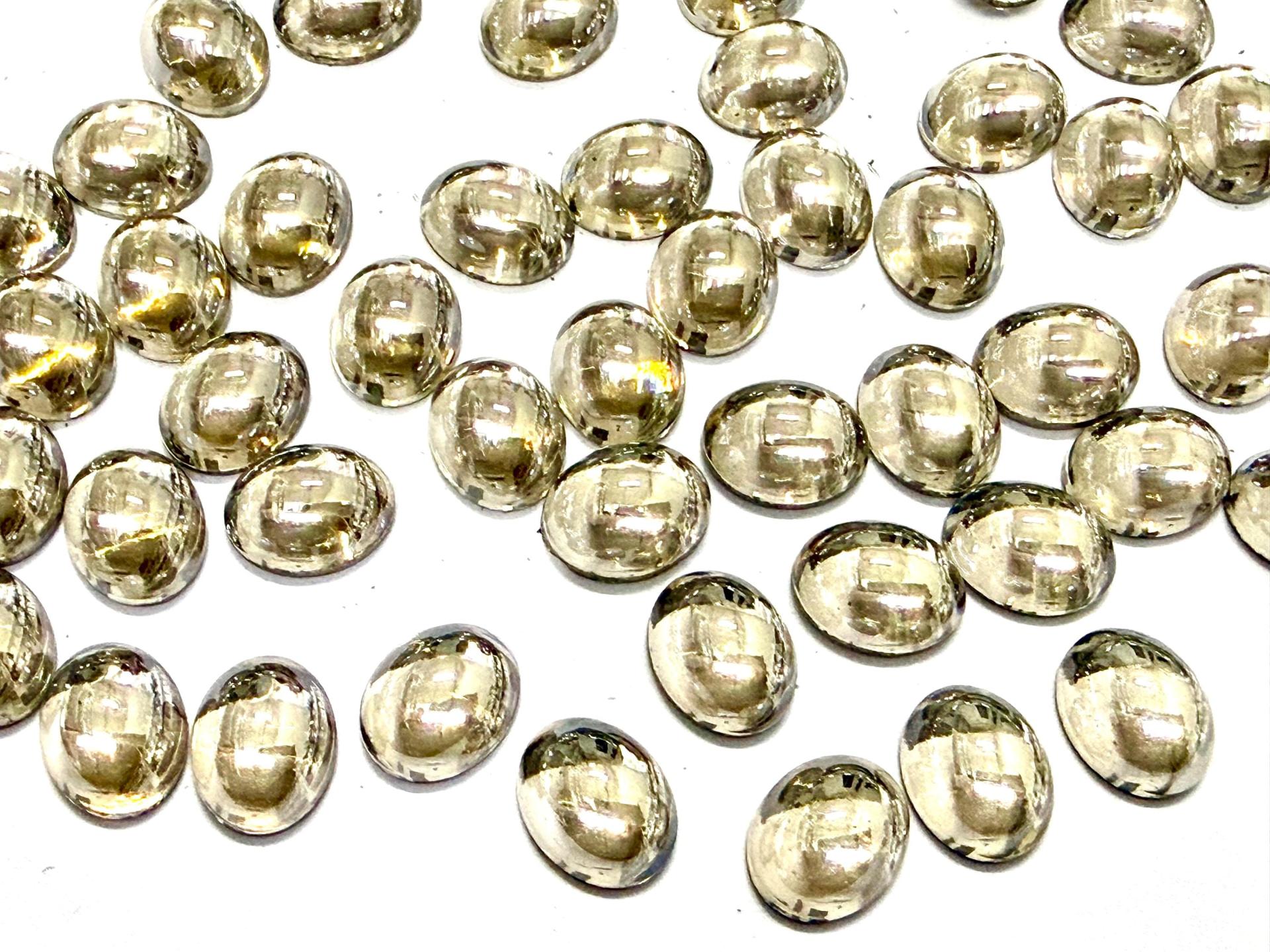 Swarovski 10x8 mm Vintage 2190 Crystal Silver Shade Foiled Flat Back Oval Cabochon Cabs