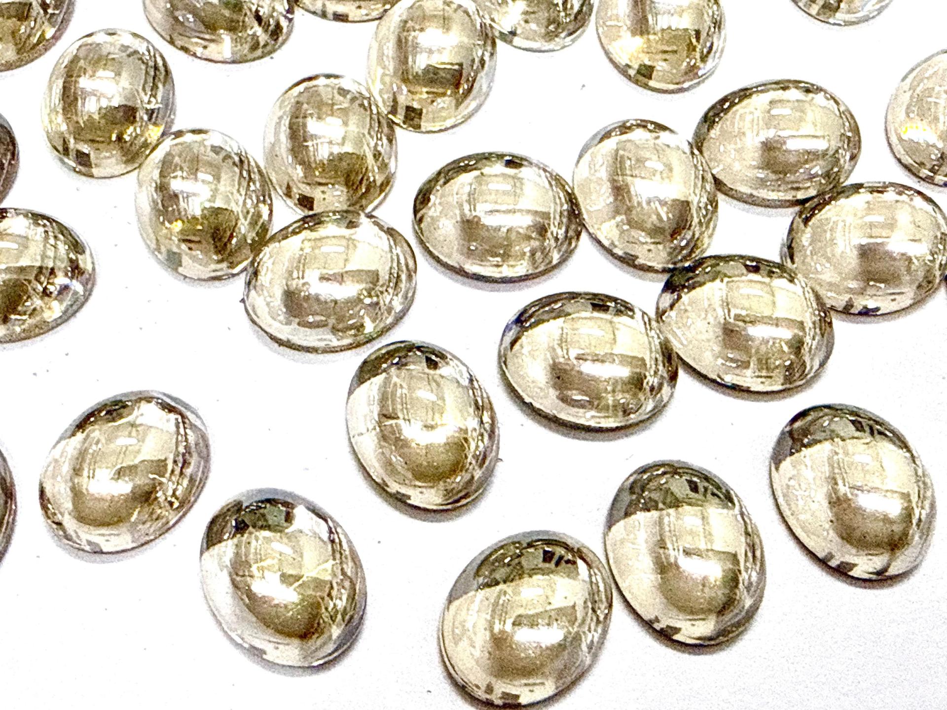 Swarovski 10x8 mm Vintage 2190 Crystal Silver Shade Foiled Flat Back Oval Cabochon Cabs