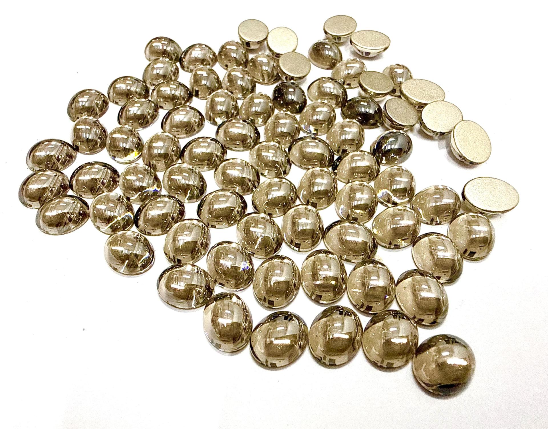 Swarovski 10x8 mm Vintage 2190 Crystal Satin Foiled Flat Back Oval Cabochon Cabs