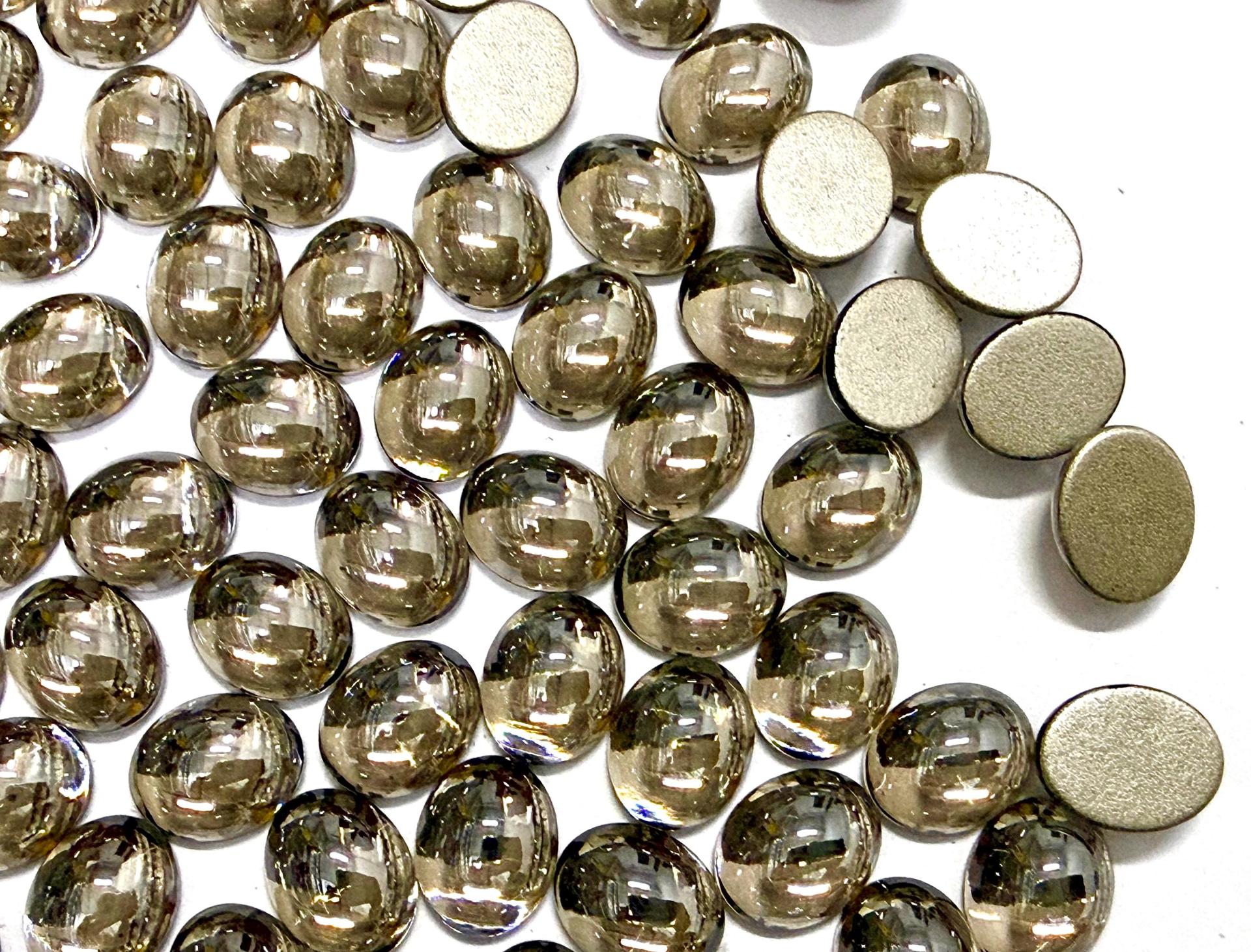 Swarovski 10x8 mm Vintage 2190 Crystal Satin Foiled Flat Back Oval Cabochon Cabs