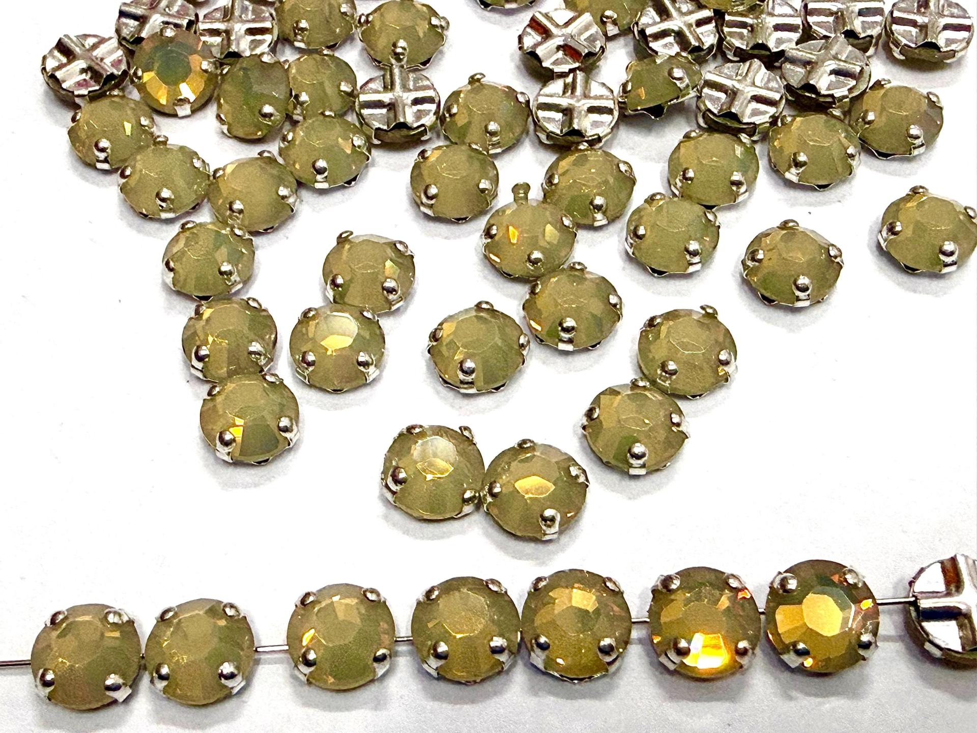 Vintage Swarovski Crystal Sand Opal Rose Montees, 40ss Silver Plated Settings