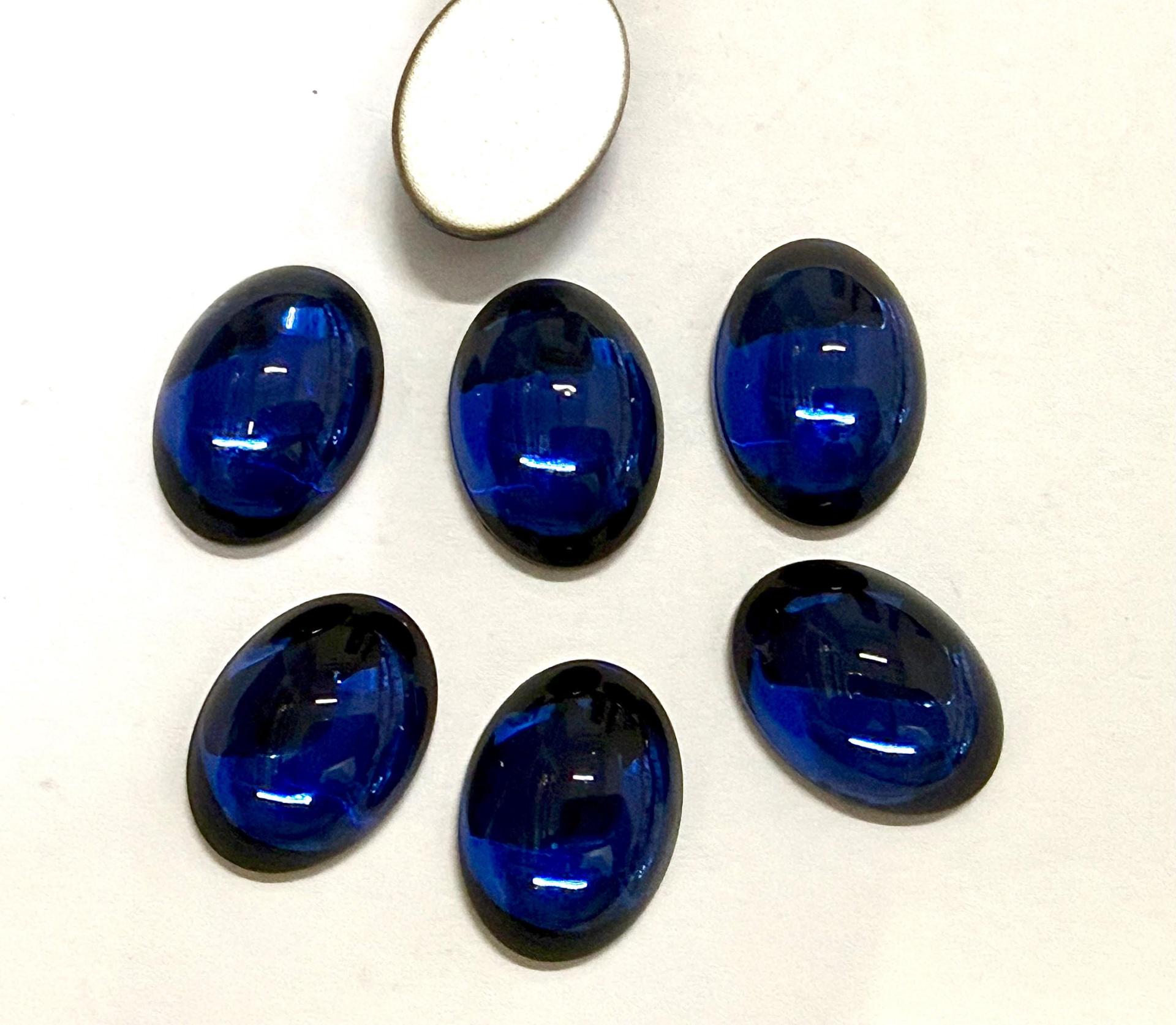 Swarovski 18x13 mm Vintage Dark Sapphire Foiled Flat Back Oval Cabochon 2/6 Pieces
