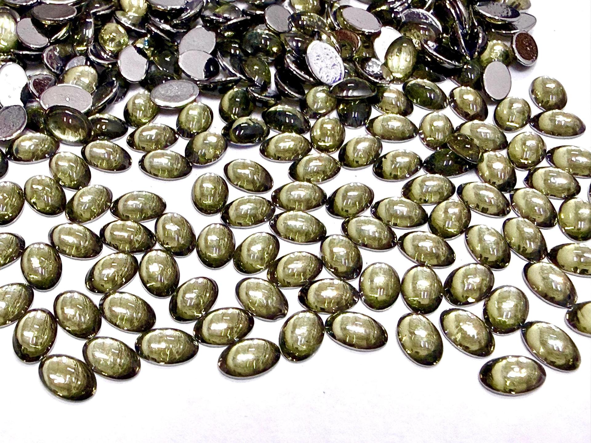 Swarovski Oval Cabochons Jonquil Chrome 6x4mm, 2190/4 Flat Back Glass Stones