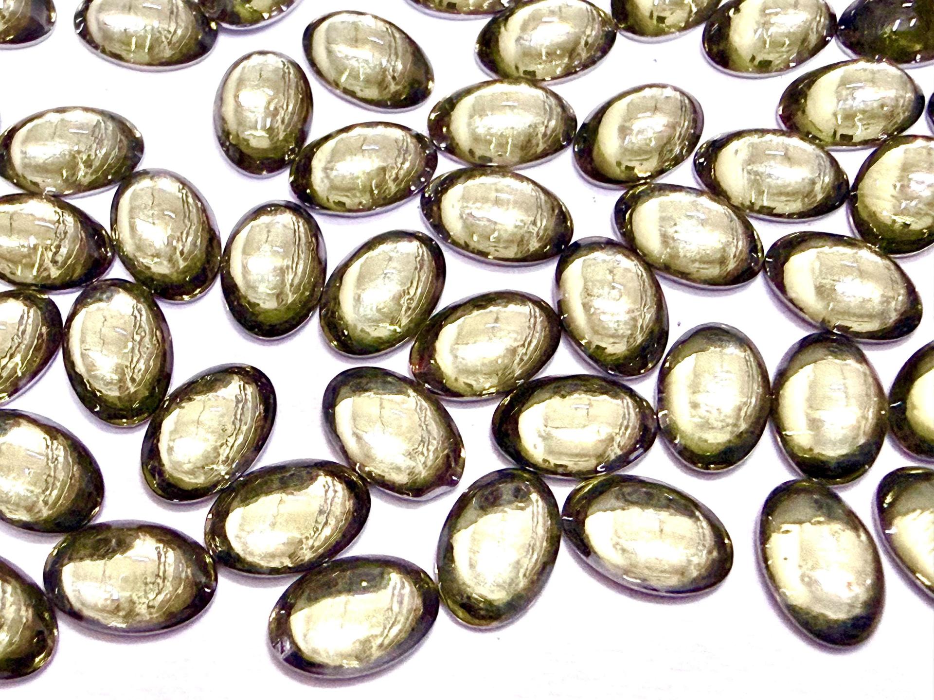 Swarovski Oval Cabochons Jonquil Chrome 6x4mm, 2190/4 Flat Back Glass Stones