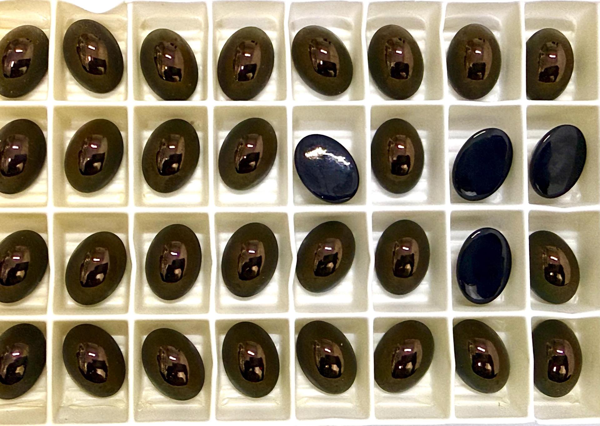 Swarovski 14x10 mm Vintage 2190 Jet Nut Unfoiled Flat Back Oval Cabochon Cabs