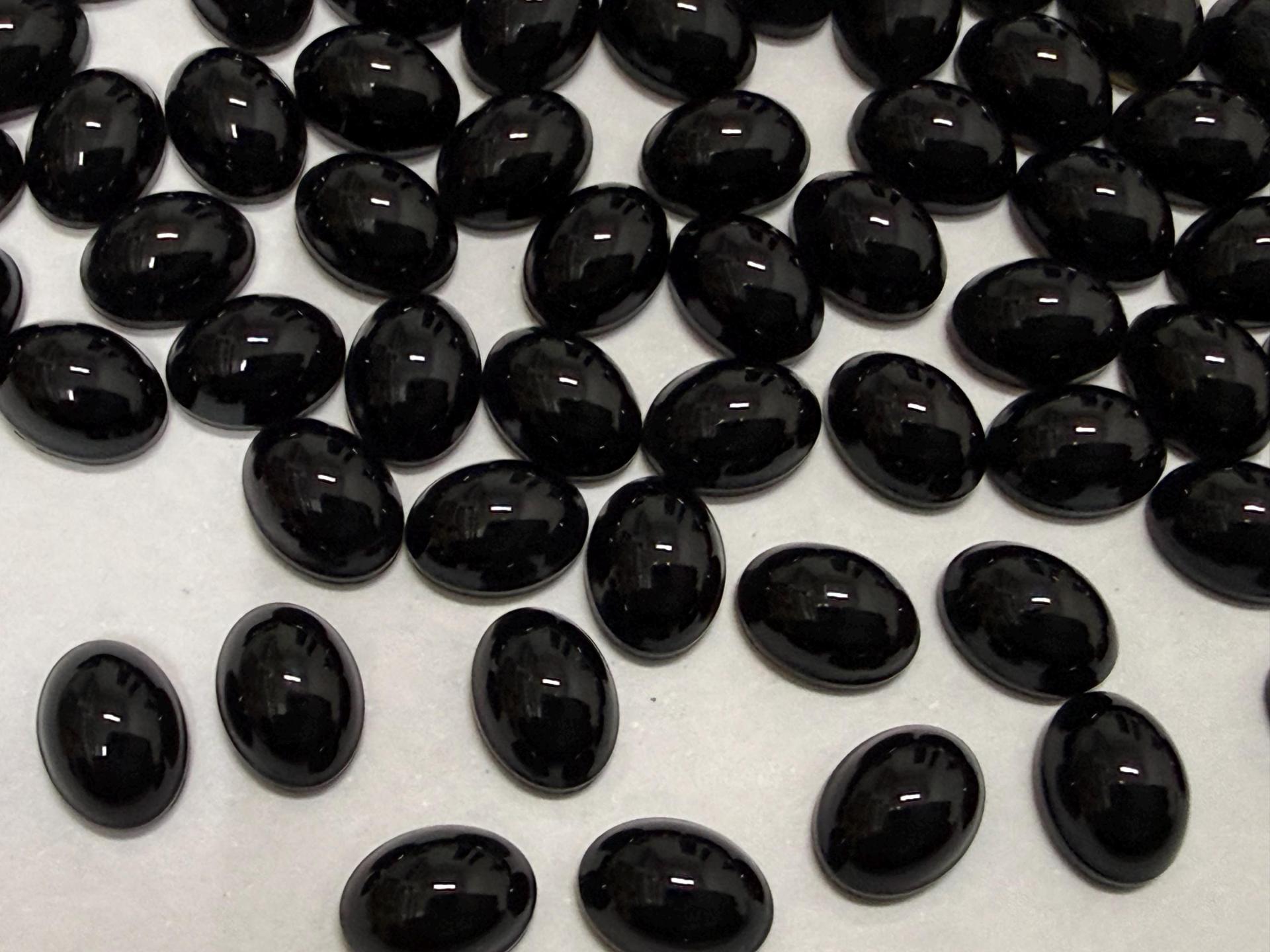 Swarovski 8x6 mm Vintage 2190 Jet Foiled Flat Back Oval Cabochon Cabs