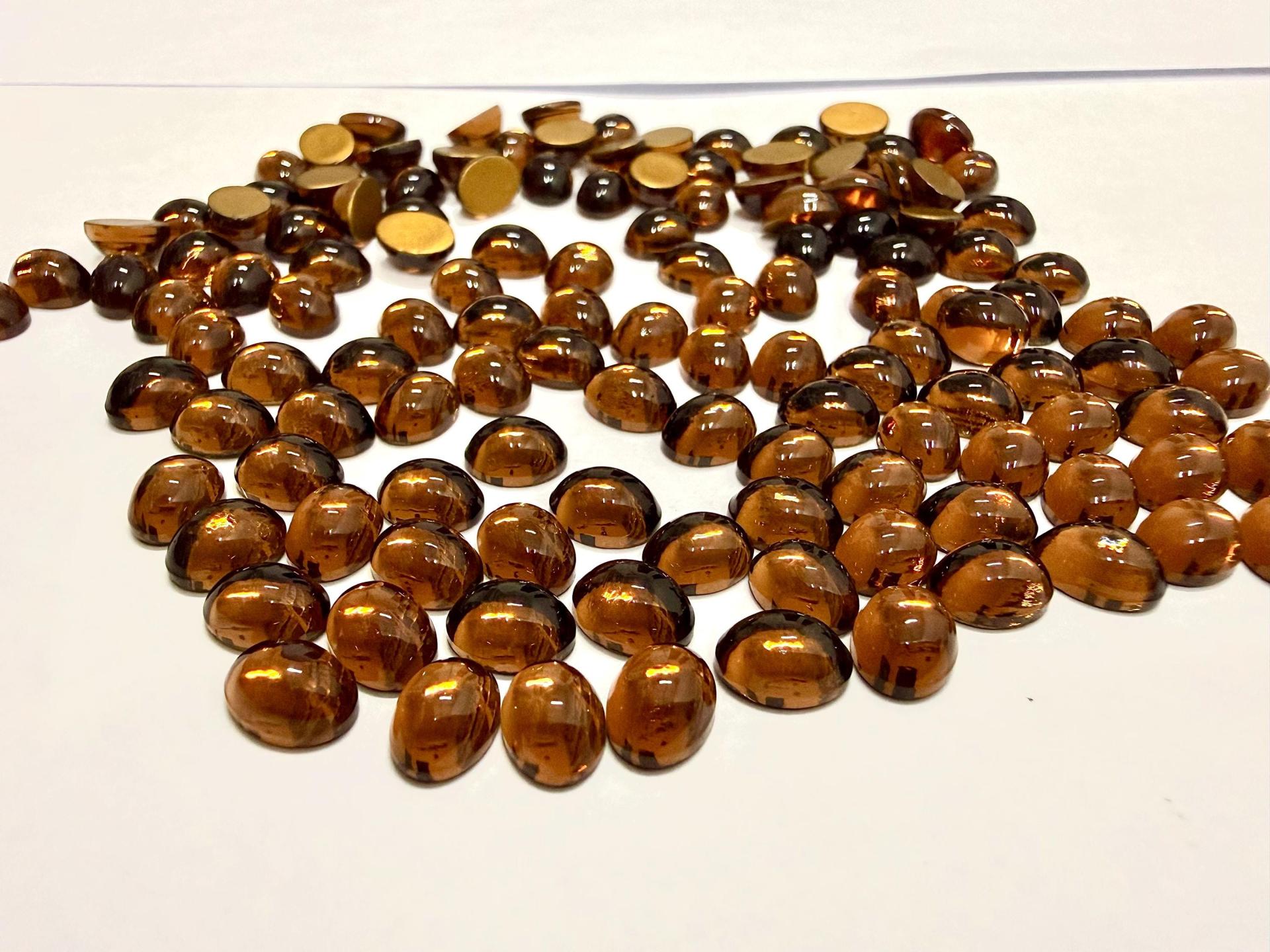Swarovski 8x6 mm Vintage 2190 Smoked Topaz Foiled Flat Back Oval Cabochon Cabs